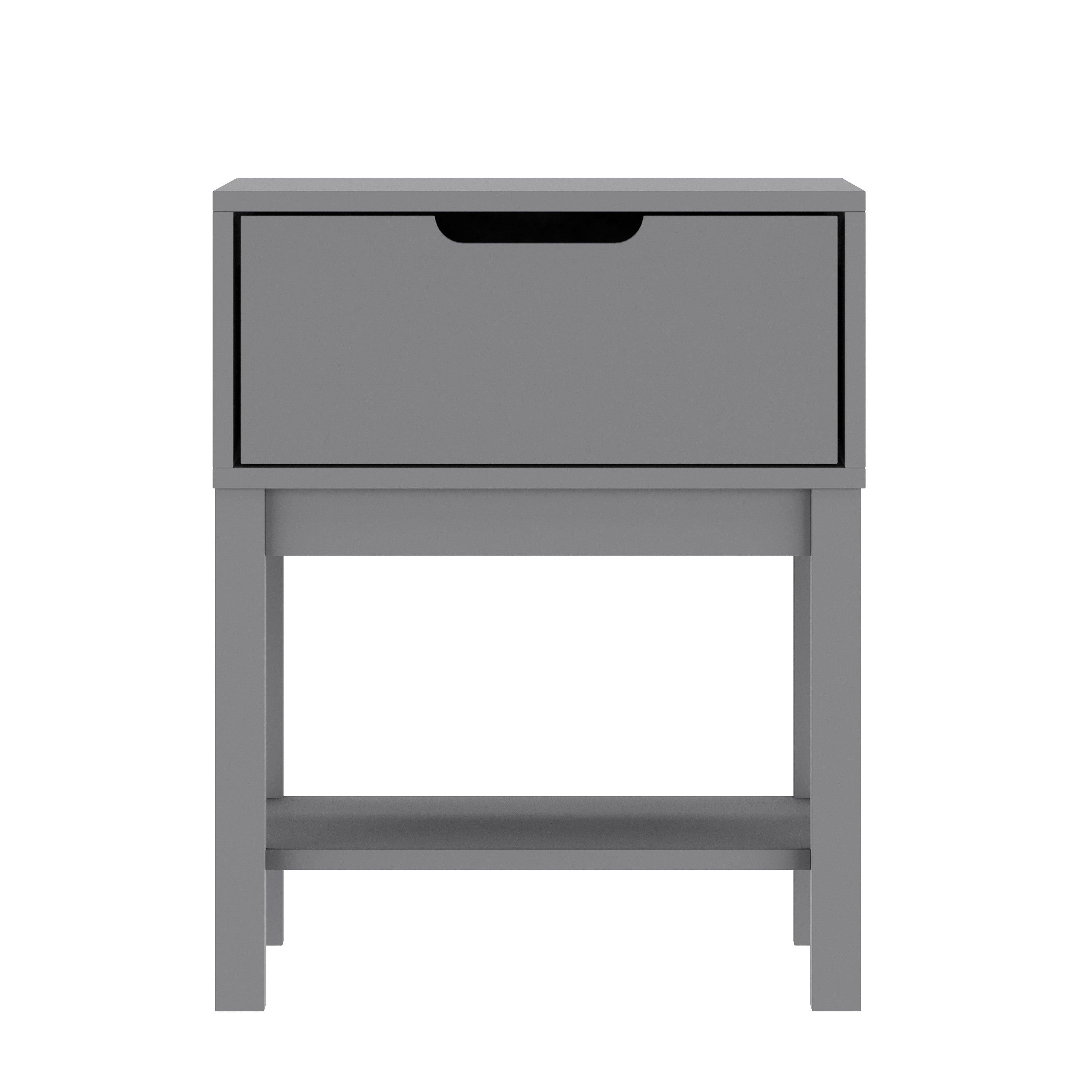 Dallas Wooden Night Stand, Bedroom Side Table with Storage Drawer and Shelf for Kids