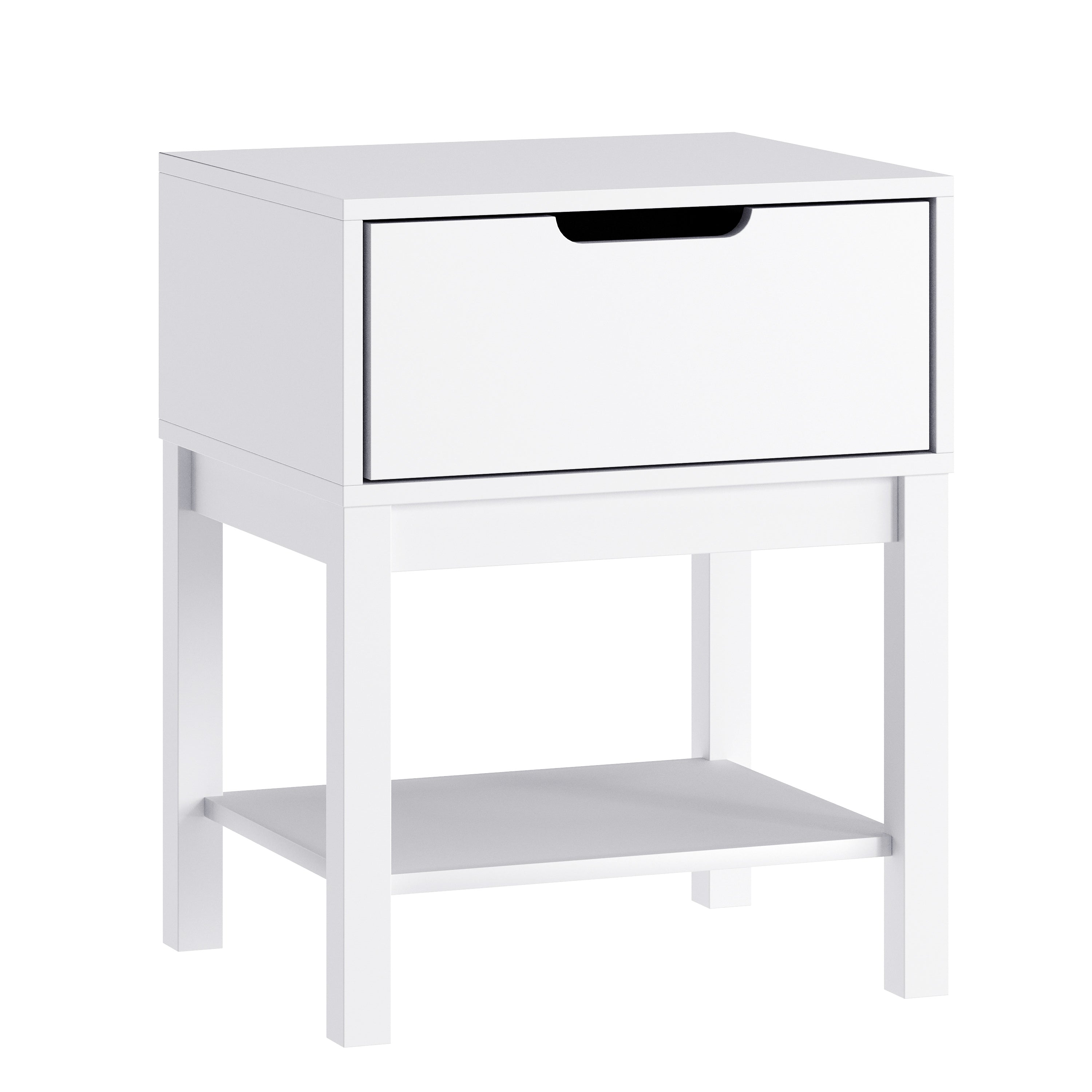 Dallas Wooden Night Stand, Bedroom Side Table with Storage Drawer and Shelf for Kids