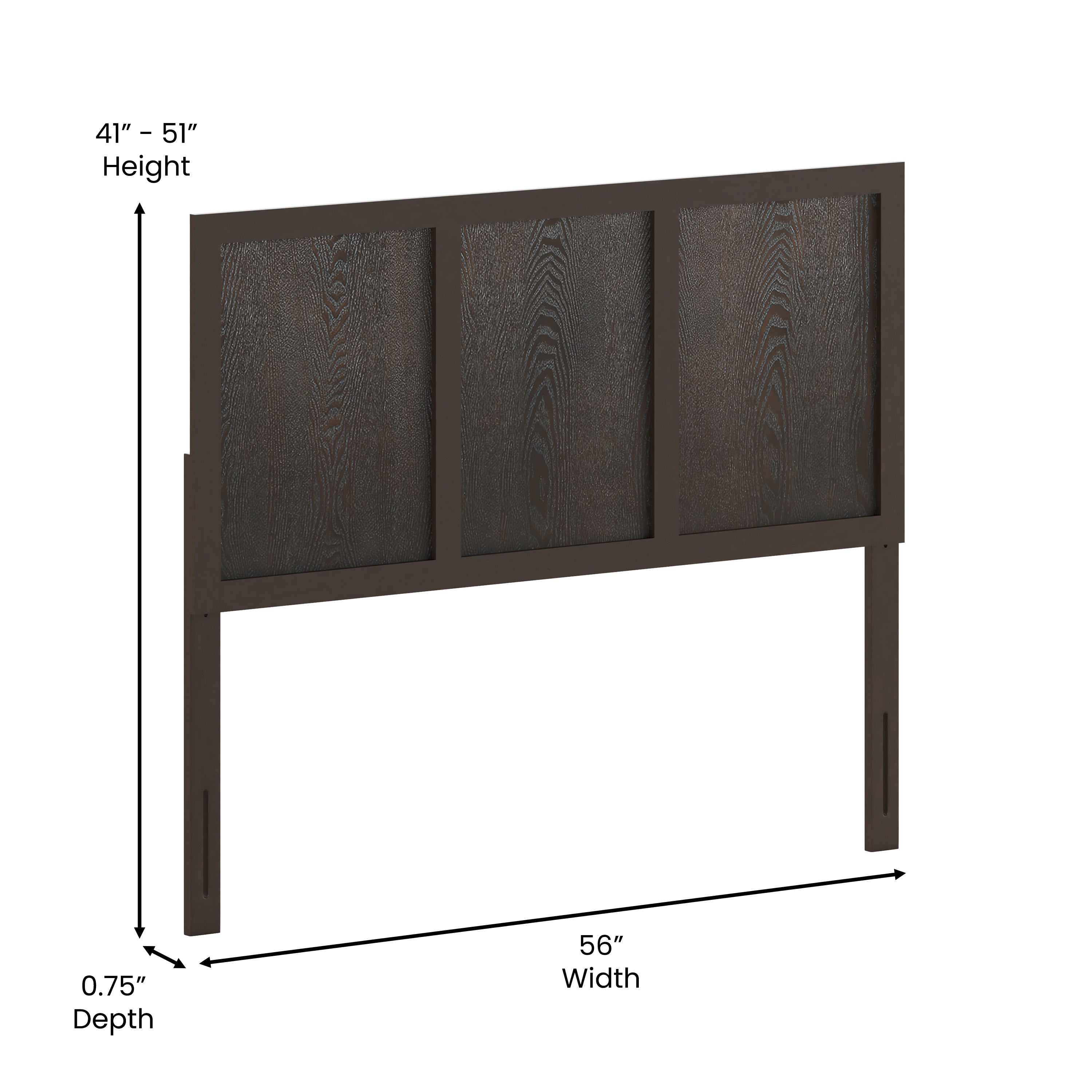 Oliver Paneled Wooden Adjustable Headboard for Universal Metal Bed Frames