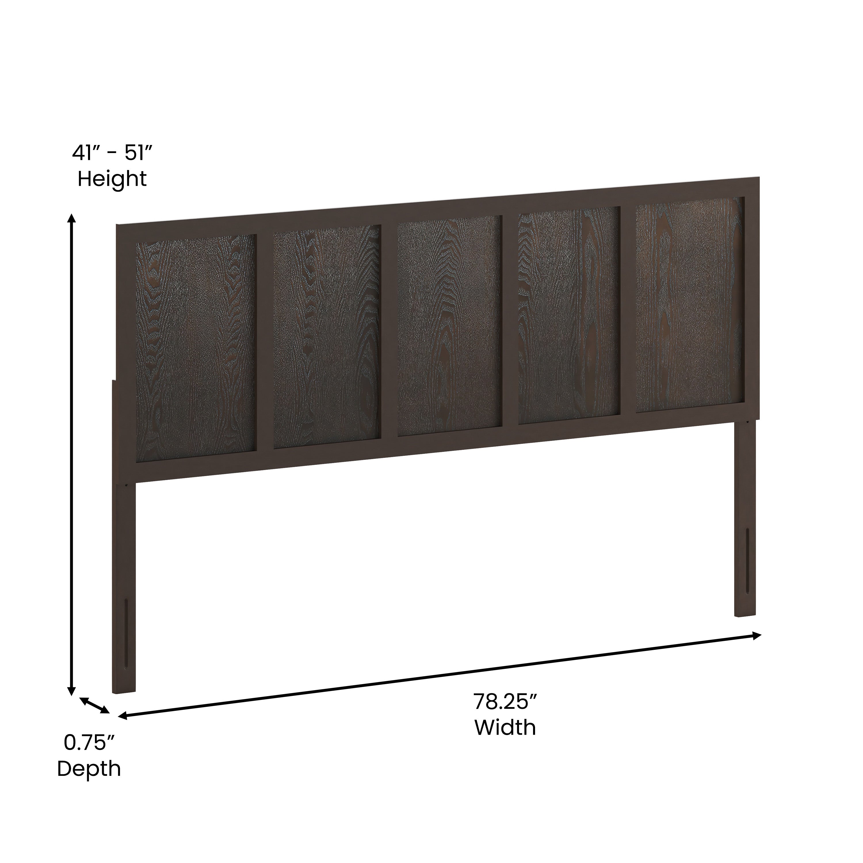 Oliver Paneled Wooden Adjustable Headboard for Universal Metal Bed Frames