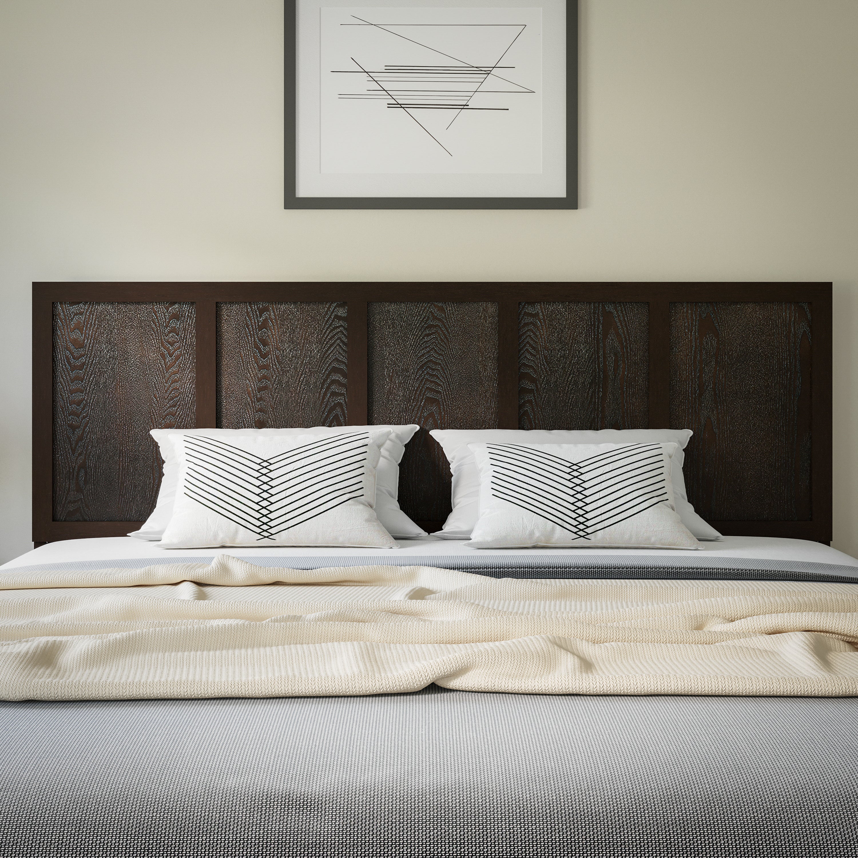 Oliver Paneled Wooden Adjustable Headboard for Universal Metal Bed Frames