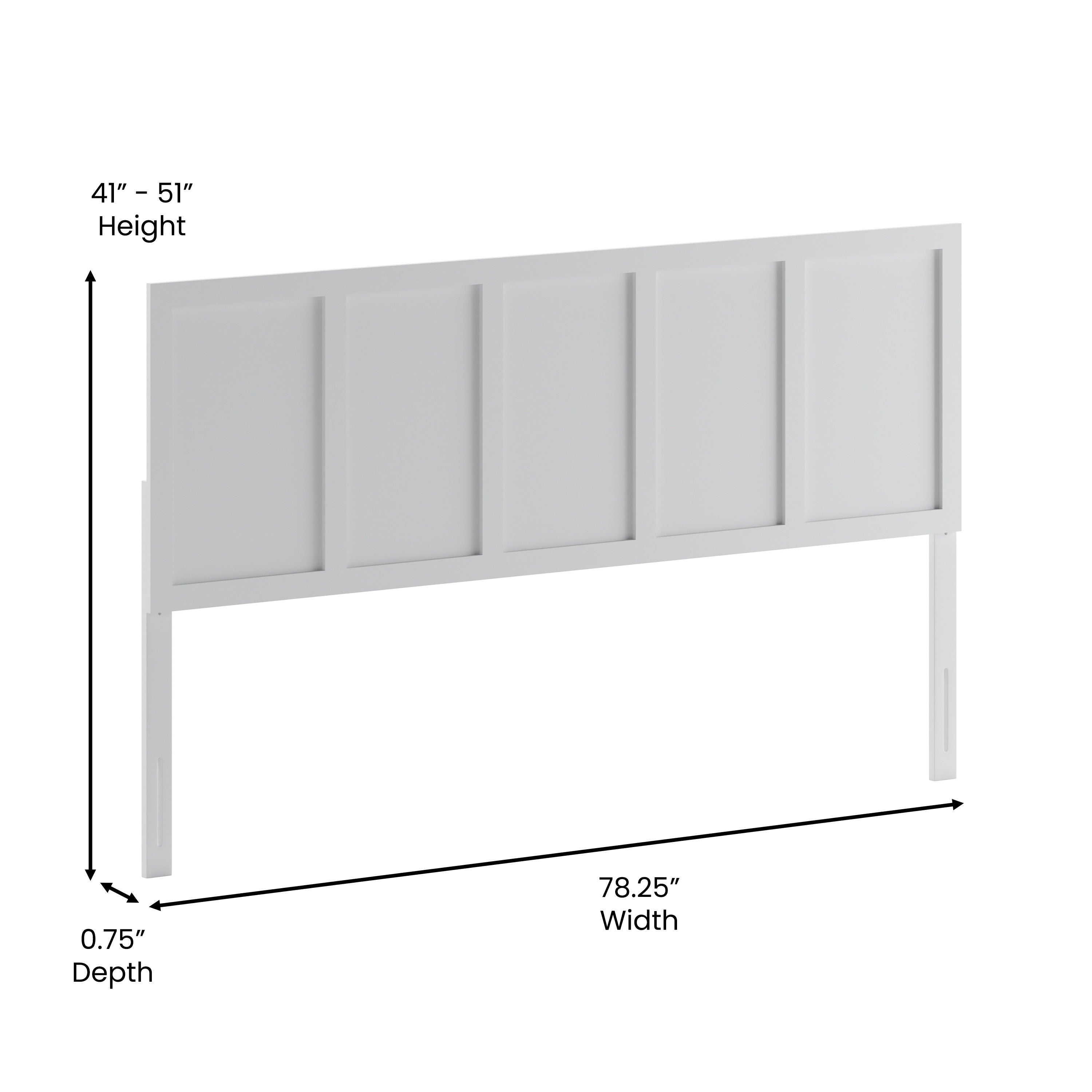 Oliver Paneled Wooden Adjustable Headboard for Universal Metal Bed Frames