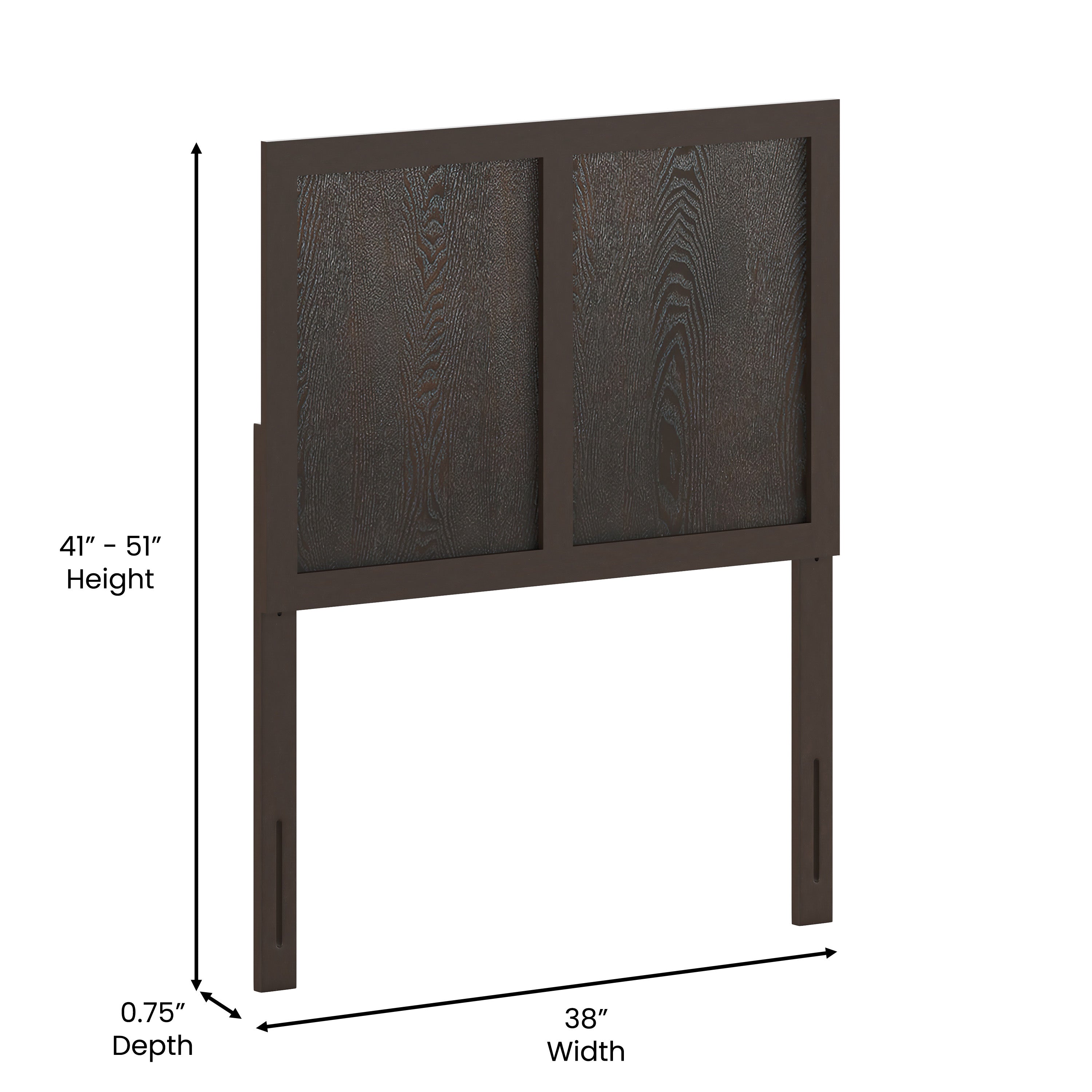 Oliver Paneled Wooden Adjustable Headboard for Universal Metal Bed Frames-Headboard-Flash Furniture-Wall2Wall Furnishings