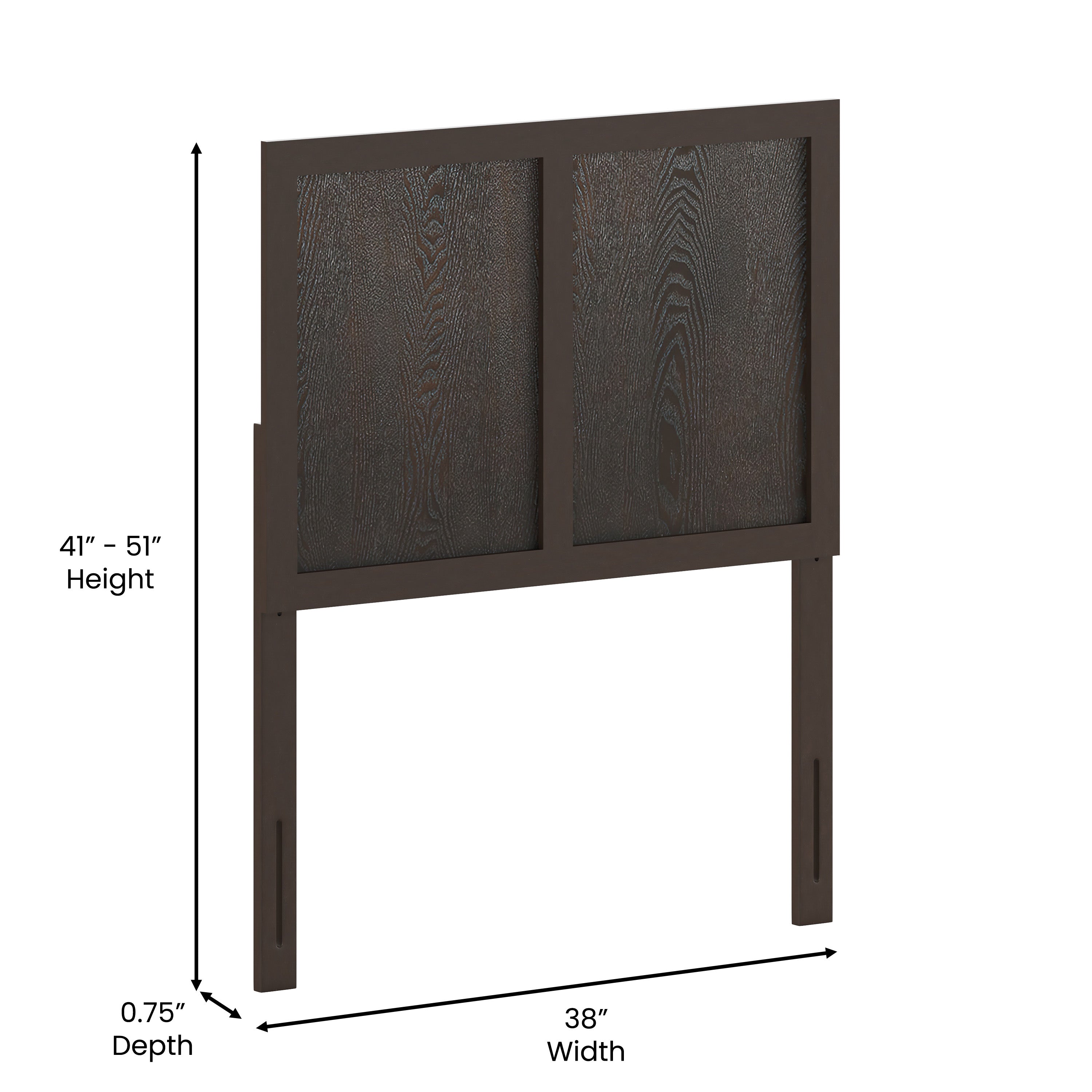 Oliver Paneled Wooden Adjustable Headboard for Universal Metal Bed Frames