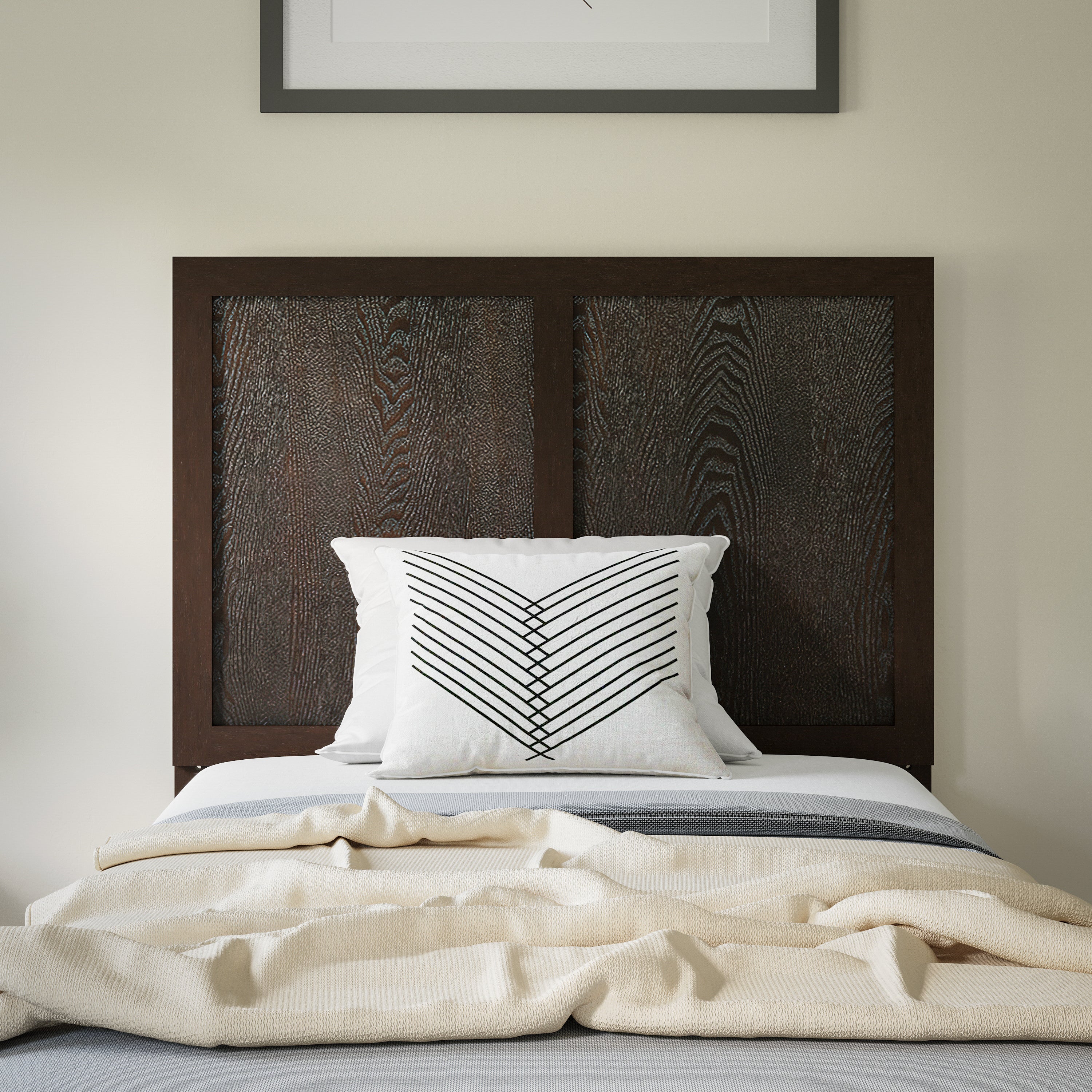 Oliver Paneled Wooden Adjustable Headboard for Universal Metal Bed Frames