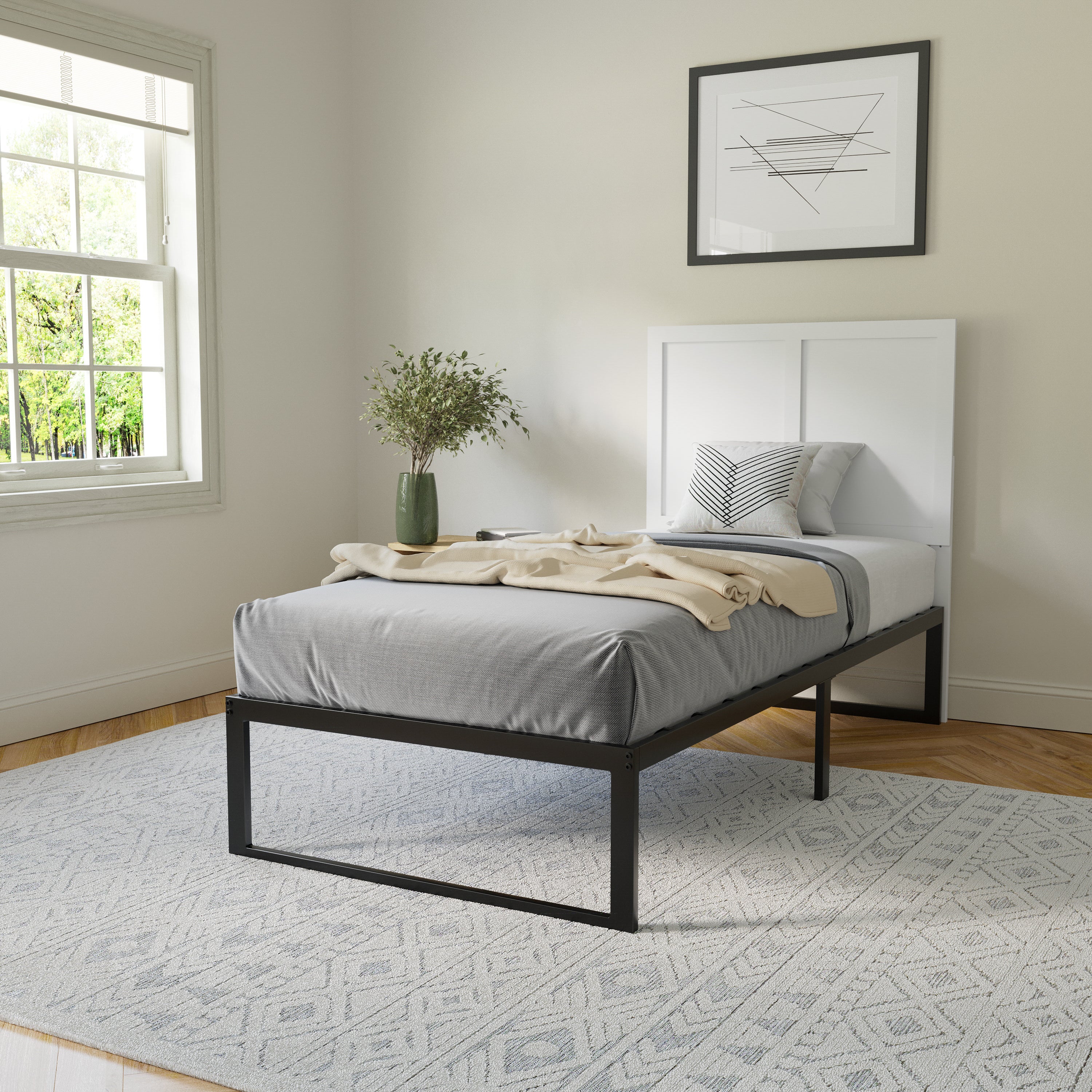 Oliver Paneled Wooden Adjustable Headboard for Universal Metal Bed Frames