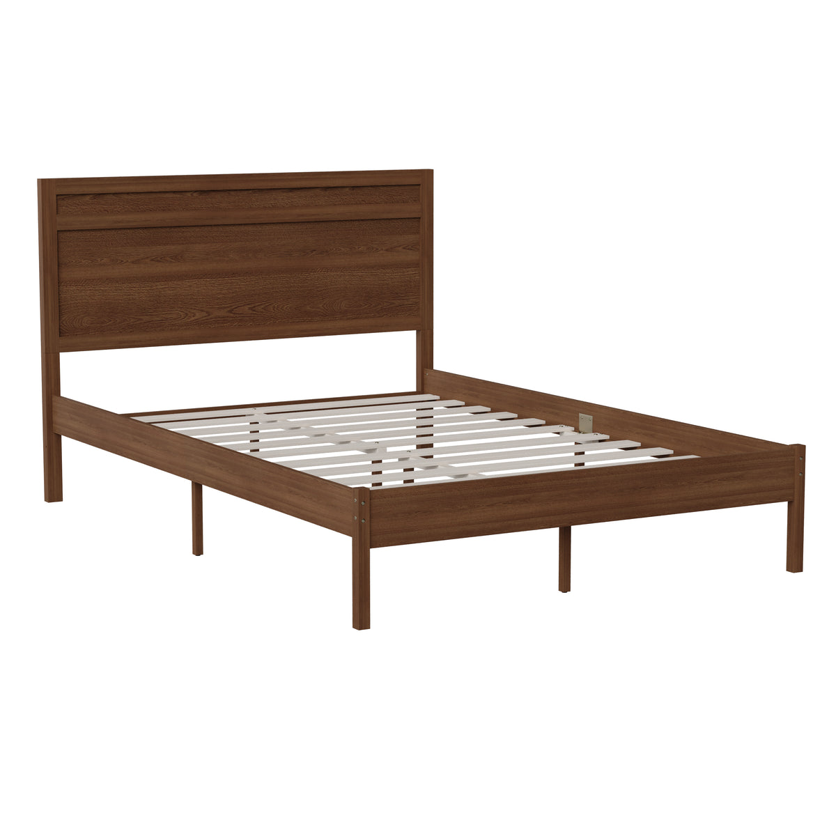 Kingston Solid Wood Platform Bed with Wooden Slats and Headboard, No Box Spring Needed