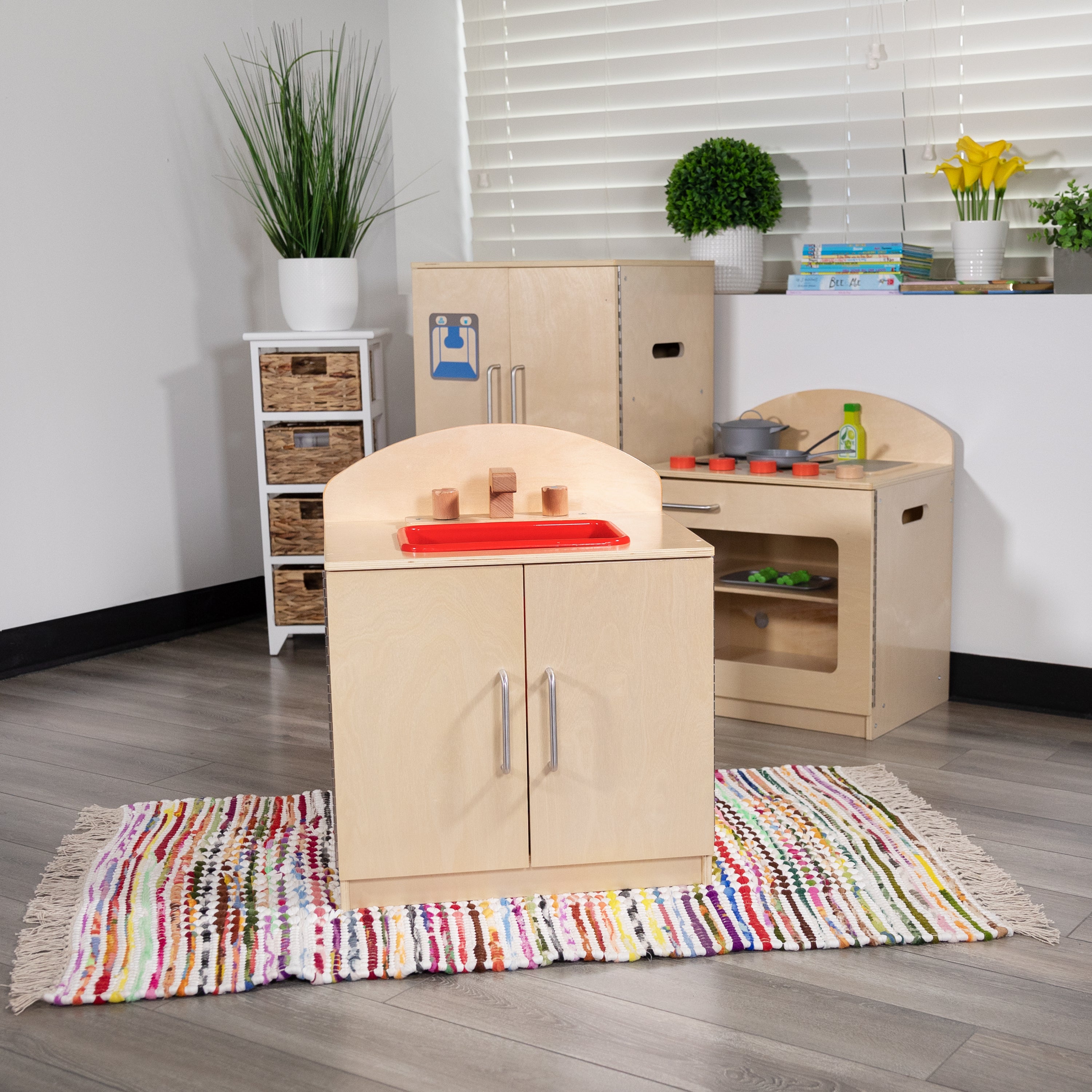 Children's Wooden Kitchen Sink for Commercial or Home Use - Safe, Kid Friendly Design-Dramatic Play-Flash Furniture-Wall2Wall Furnishings