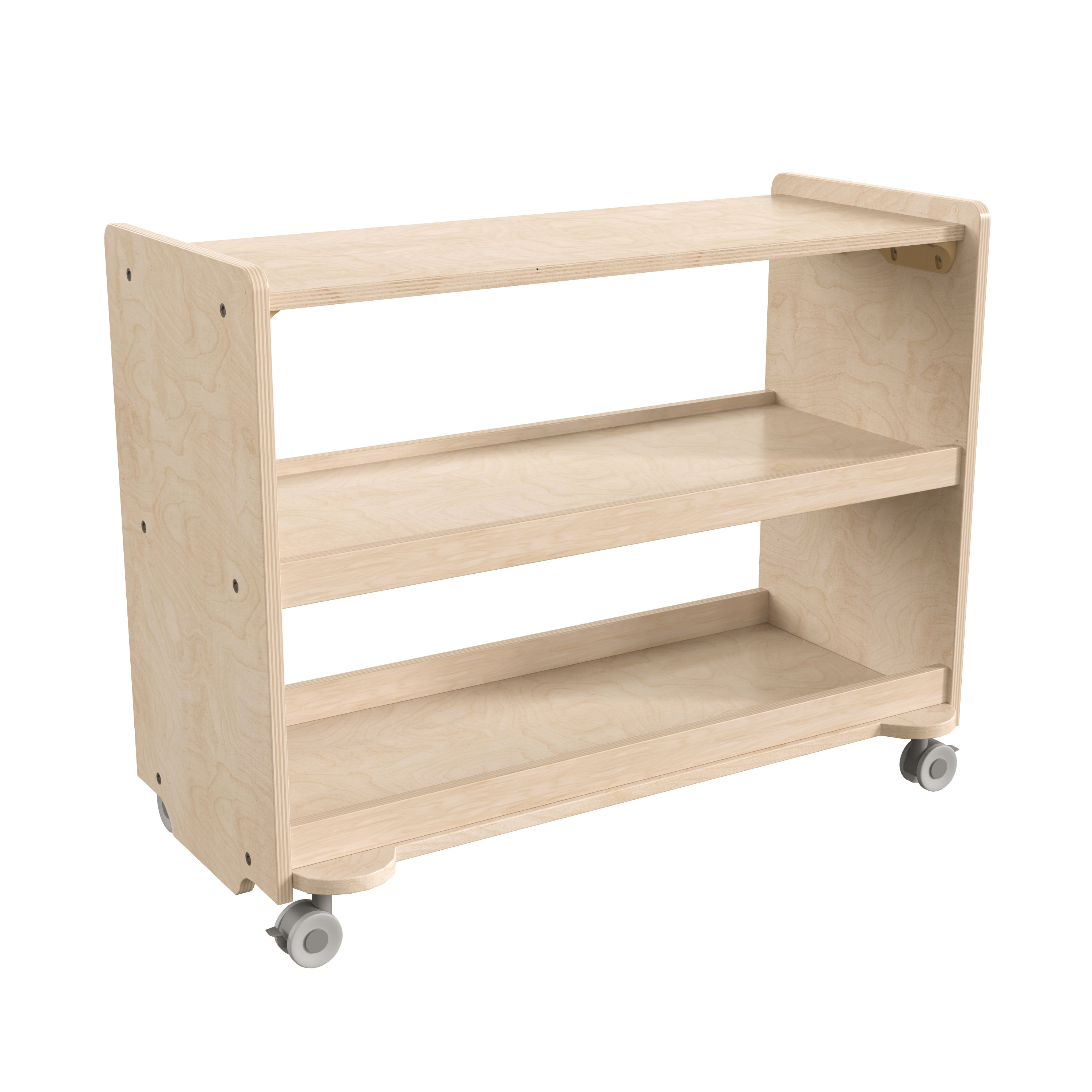 Bright Beginnings Commercial Grade Space Saving Wooden Mobile Classroom Storage Cart with Locking Caster Wheels, Kid Friendly Design-en Classroom Storage Carts-Flash Furniture-Wall2Wall Furnishings