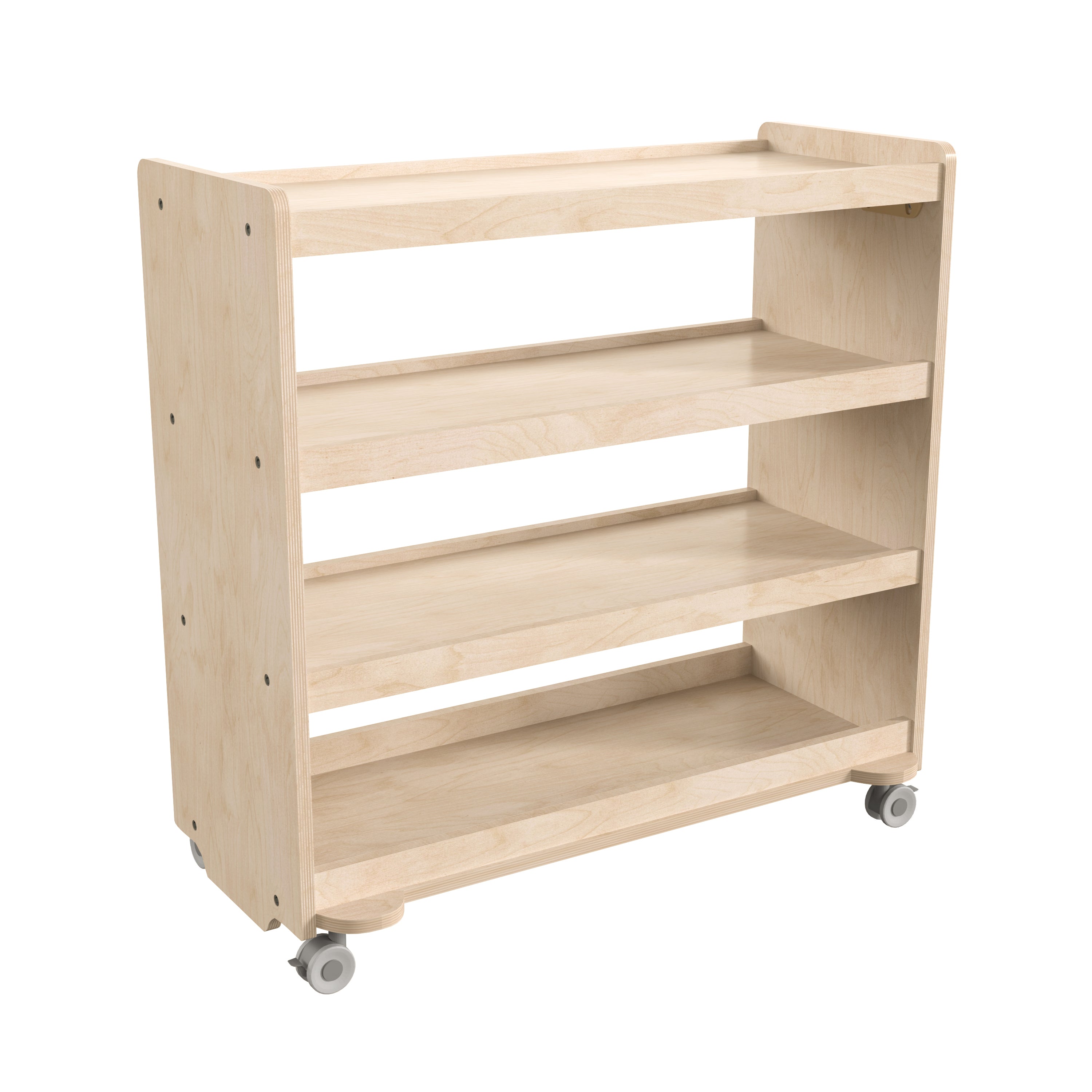 Bright Beginnings Commercial Grade Space Saving Wooden Mobile Classroom Storage Cart with Locking Caster Wheels, Kid Friendly Design-en Classroom Storage Carts-Flash Furniture-Wall2Wall Furnishings