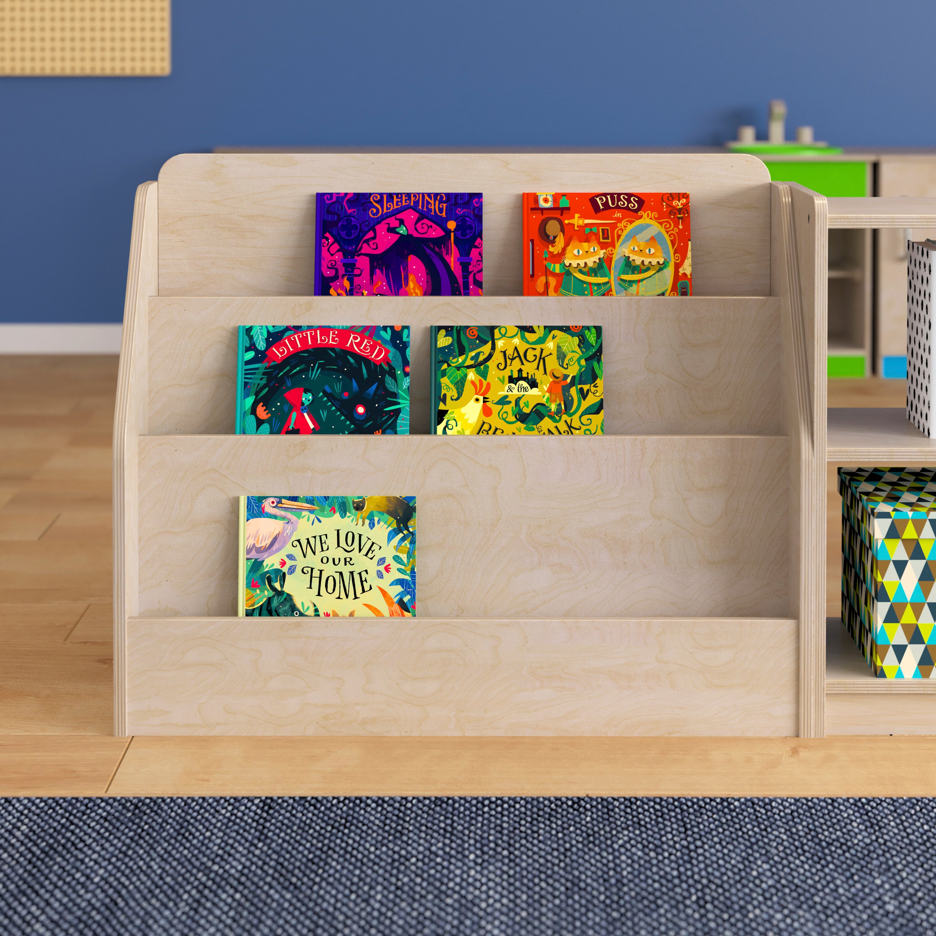 Bright Beginnings Commercial Grade Modular Wooden Classroom Book Display Shelf-en Classroom Storage-Flash Furniture-Wall2Wall Furnishings
