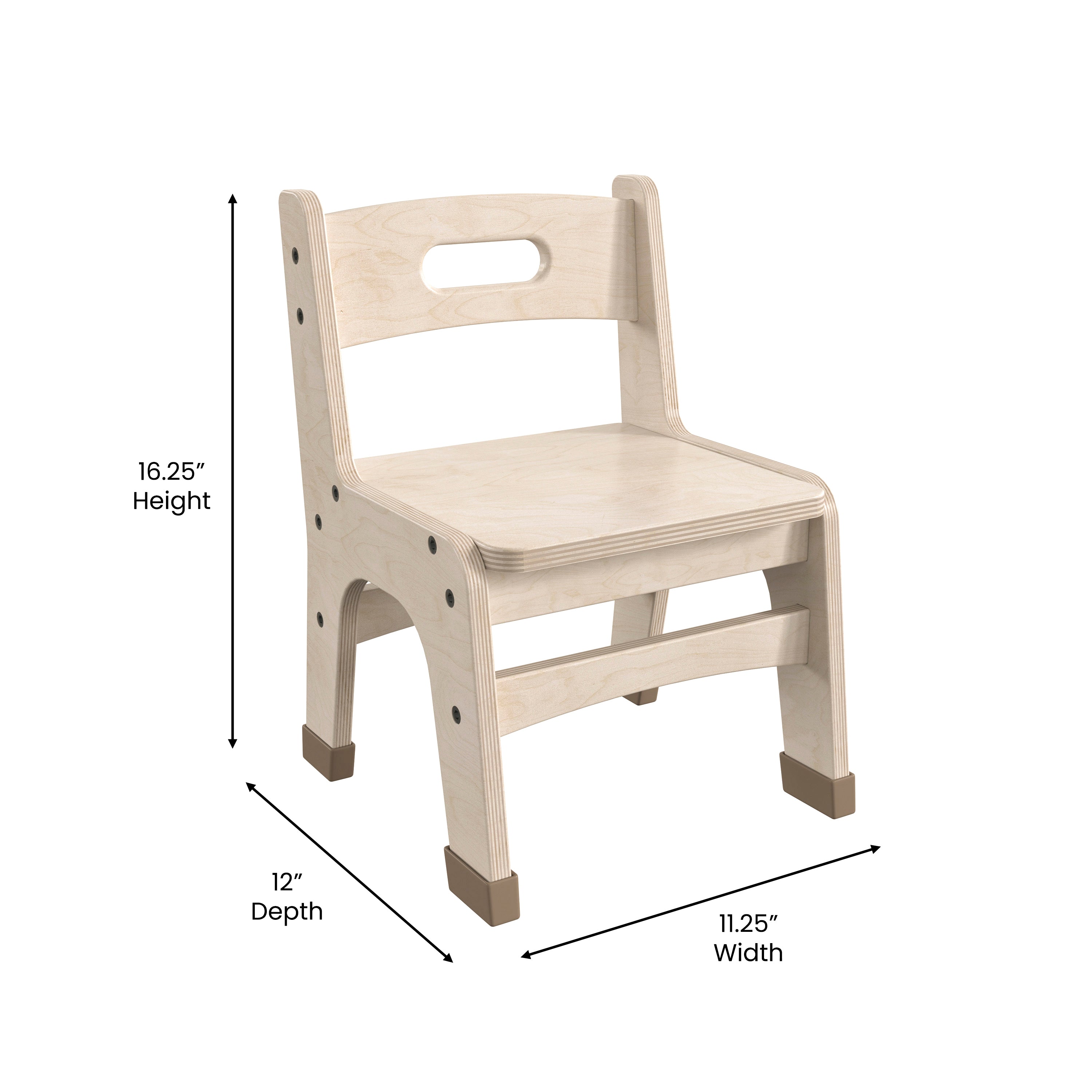 Bright Beginnings Set of 2 Commercial Grade Wooden Classroom Chairs with Non-Slip Foot Caps and Built-In Carrying Handle-Classroom Chair-Flash Furniture-Wall2Wall Furnishings