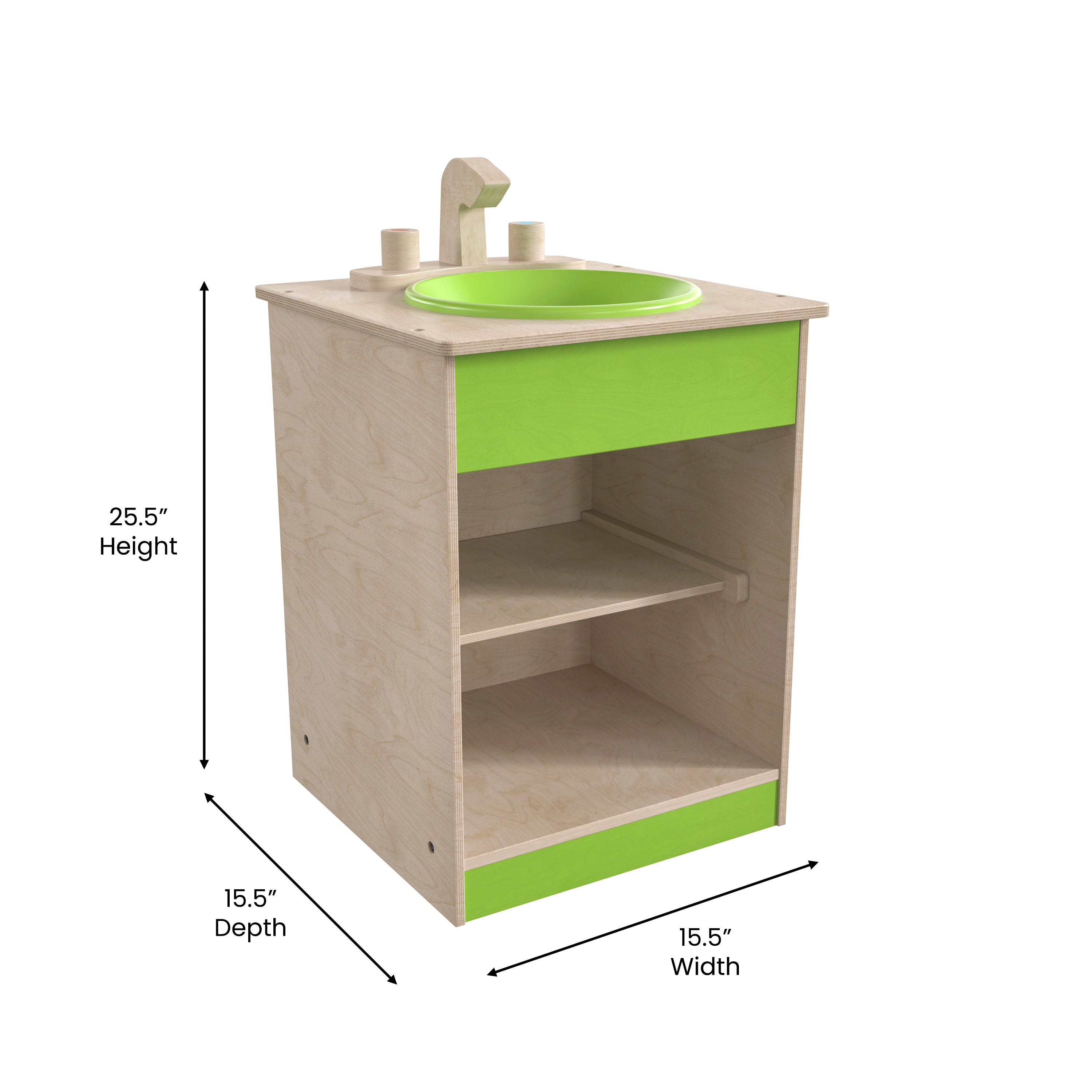 Bright Beginnings Commercial Grade Wooden Children's Kitchen Sink with Integrated Storage-Dramatic Play-Flash Furniture-Wall2Wall Furnishings