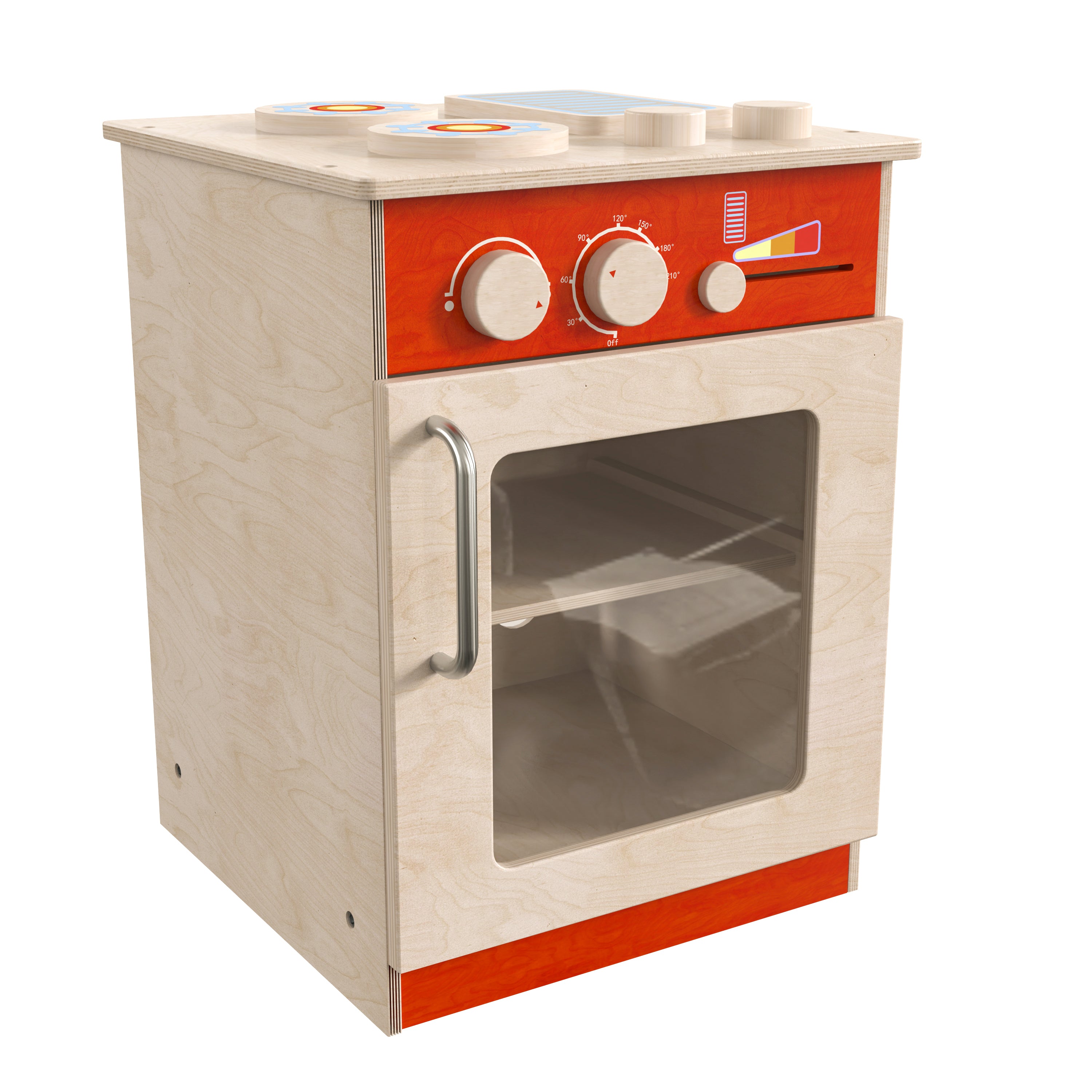 Bright Beginnings Commercial Grade Wooden Children's Kitchen Stove with Integrated Storage-Dramatic Play-Flash Furniture-Wall2Wall Furnishings