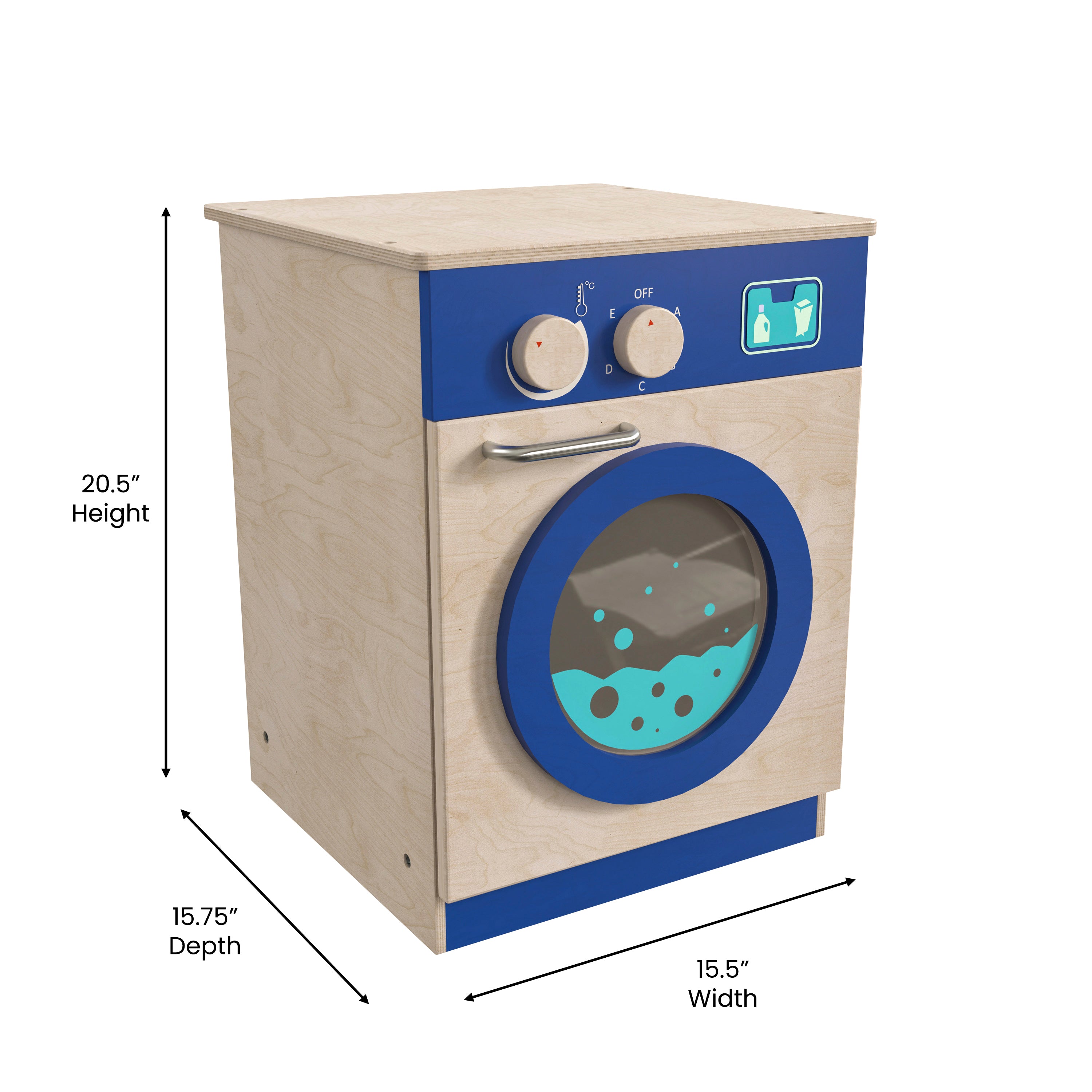 Bright Beginnings Commercial Grade Wooden Kid's Washing Machine with Integrated Storage and Turning Knobs-Dramatic Play-Flash Furniture-Wall2Wall Furnishings