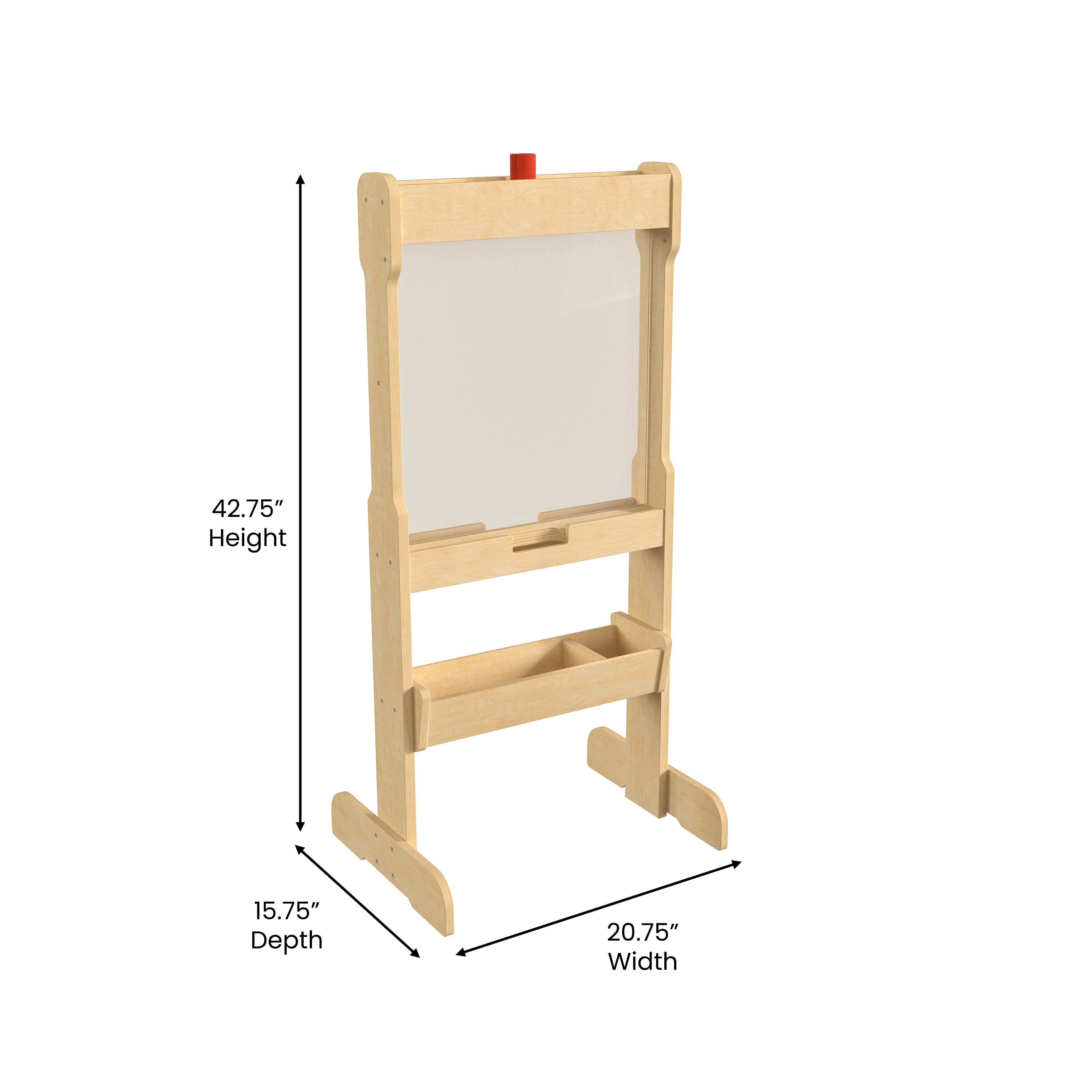 Bright Beginnings Commercial Grade Double Sided Wooden Free-Standing STEAM Easel with Storage Tray, Acrylic Paint Window - Holds Two Accessory Panels-STEM Easels-Flash Furniture-Wall2Wall Furnishings