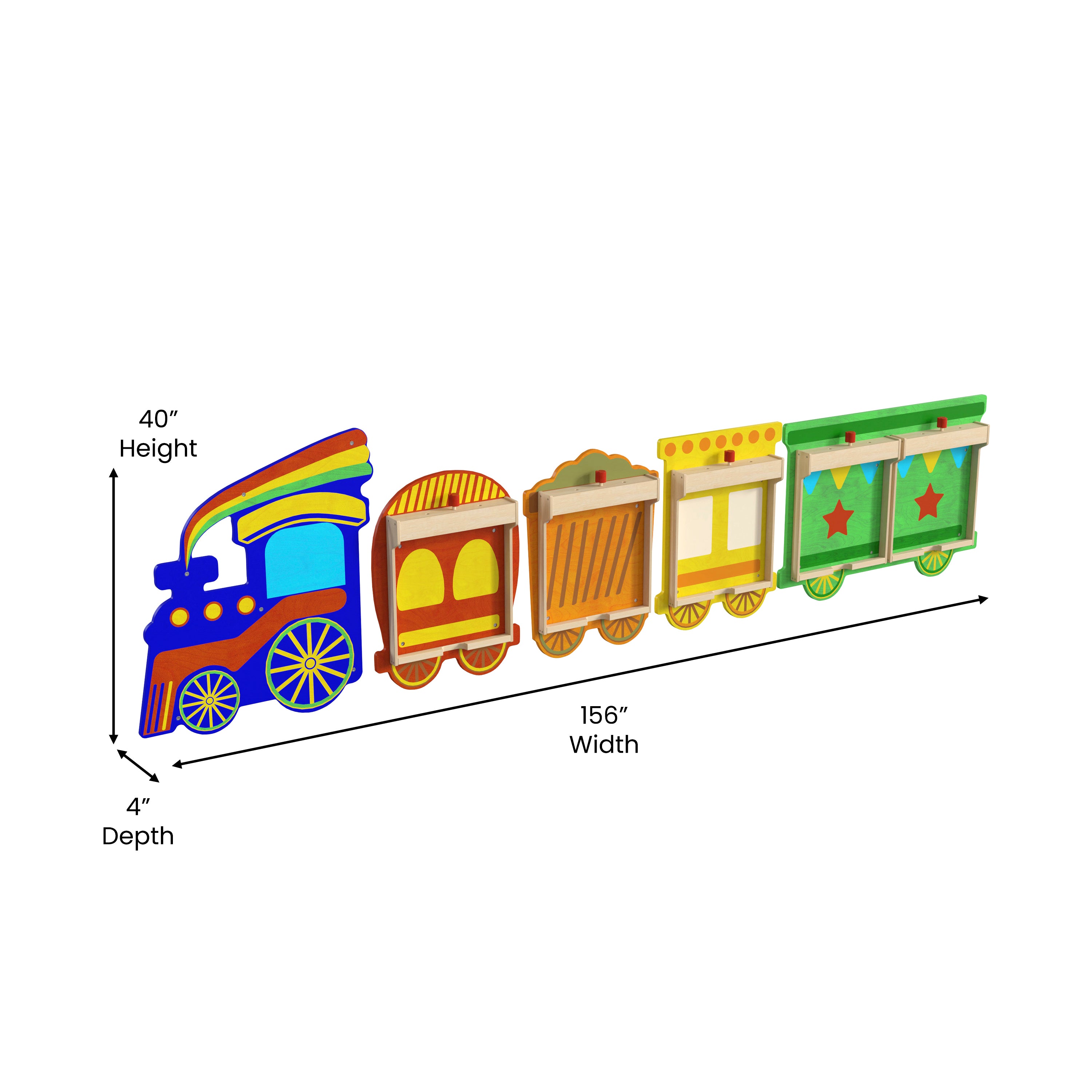 Bright Beginnings Commercial Grade Wooden Train STEAM Wall System with 5 Accessory Panel Holders-STEM Walls-Flash Furniture-Wall2Wall Furnishings