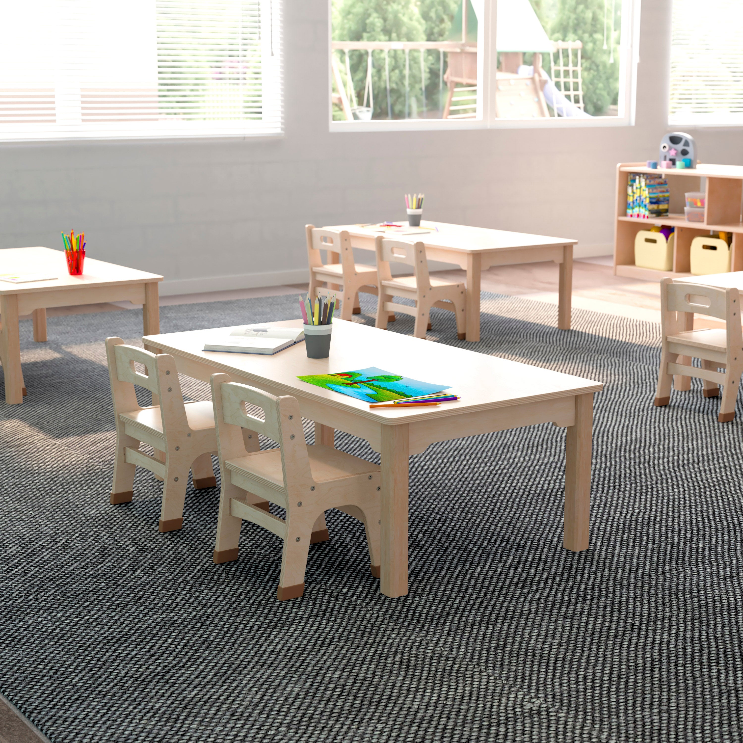 Bright Beginnings Commercial Grade Rectangular Wooden Preschool Classroom Activity Table-Rectangular Activity Table-Flash Furniture-Wall2Wall Furnishings