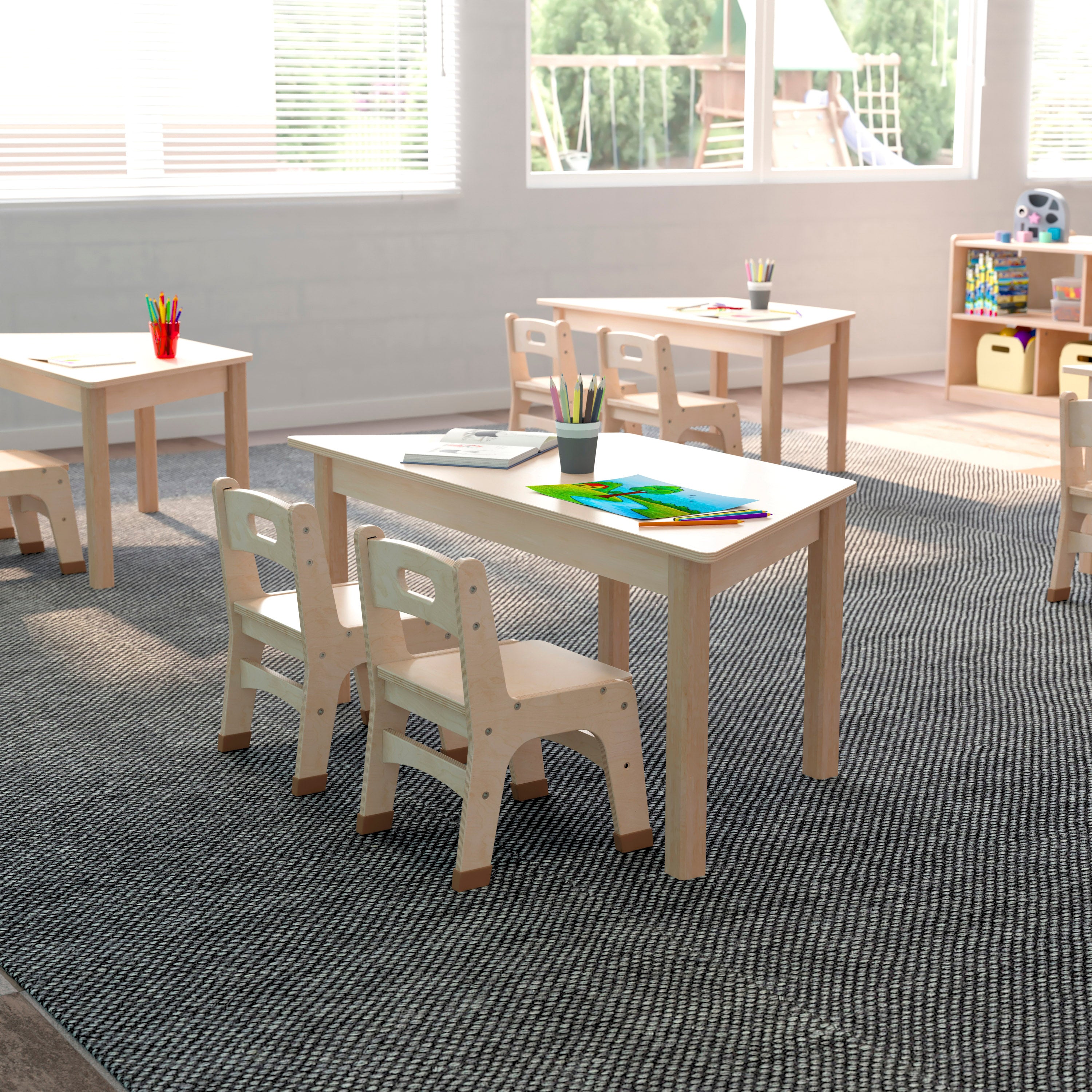 Bright Beginnings Commercial Grade Trapezoid Wooden Preschool Classroom Activity Table-Trapezoid Activity Table-Flash Furniture-Wall2Wall Furnishings