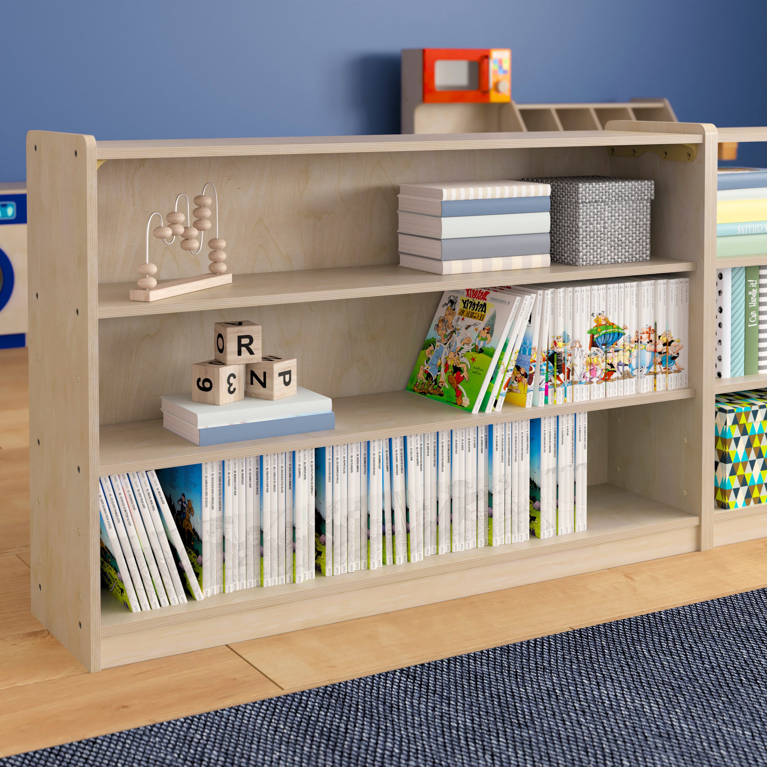 Bright Beginnings Commercial Grade Extra Wide Wooden Classroom Open Storage Unit, Safe, Kid Friendly Design-en Classroom Storage-Flash Furniture-Wall2Wall Furnishings