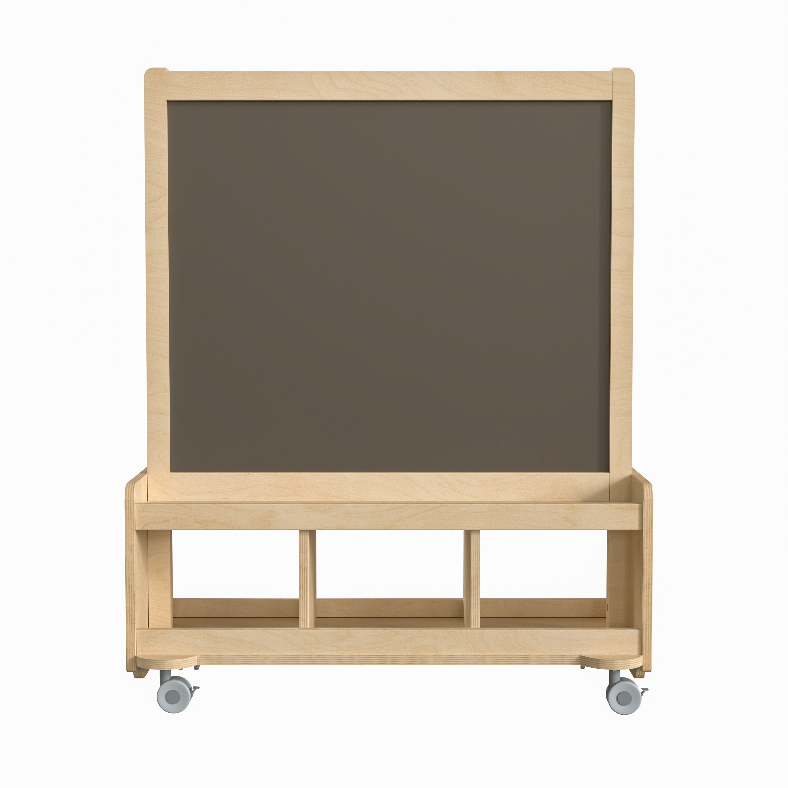 Bright Beginnings Commercial Wooden Mobile Dual Sided 2 Person Art Station with Locking Caster Wheels and Bottom Cubby Storage-Art Furniture-Flash Furniture-Wall2Wall Furnishings