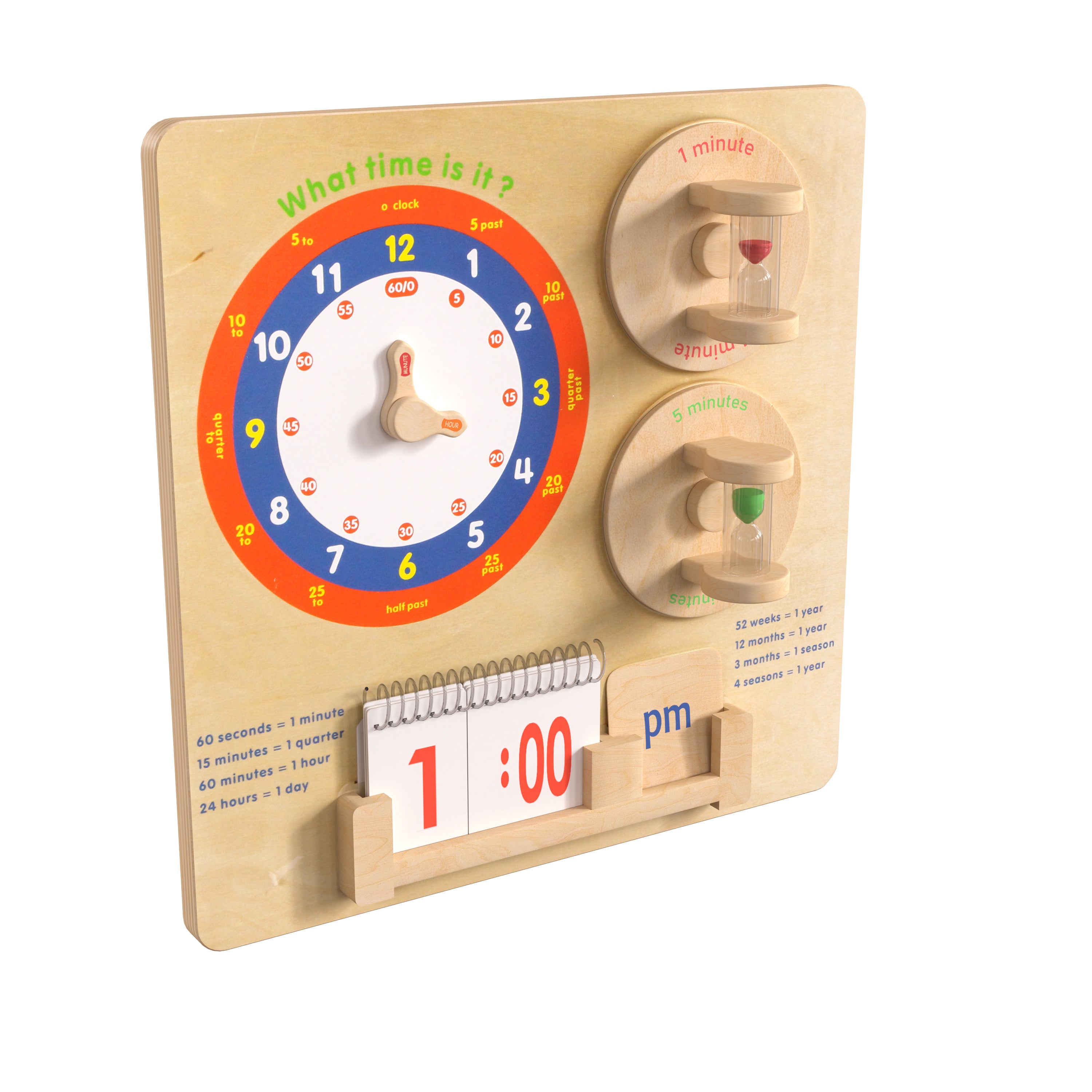 Bright Beginnings Commercial Grade Wooden Telling Time STEAM Wall Accessory Board-STEM Wall Accessories-Flash Furniture-Wall2Wall Furnishings