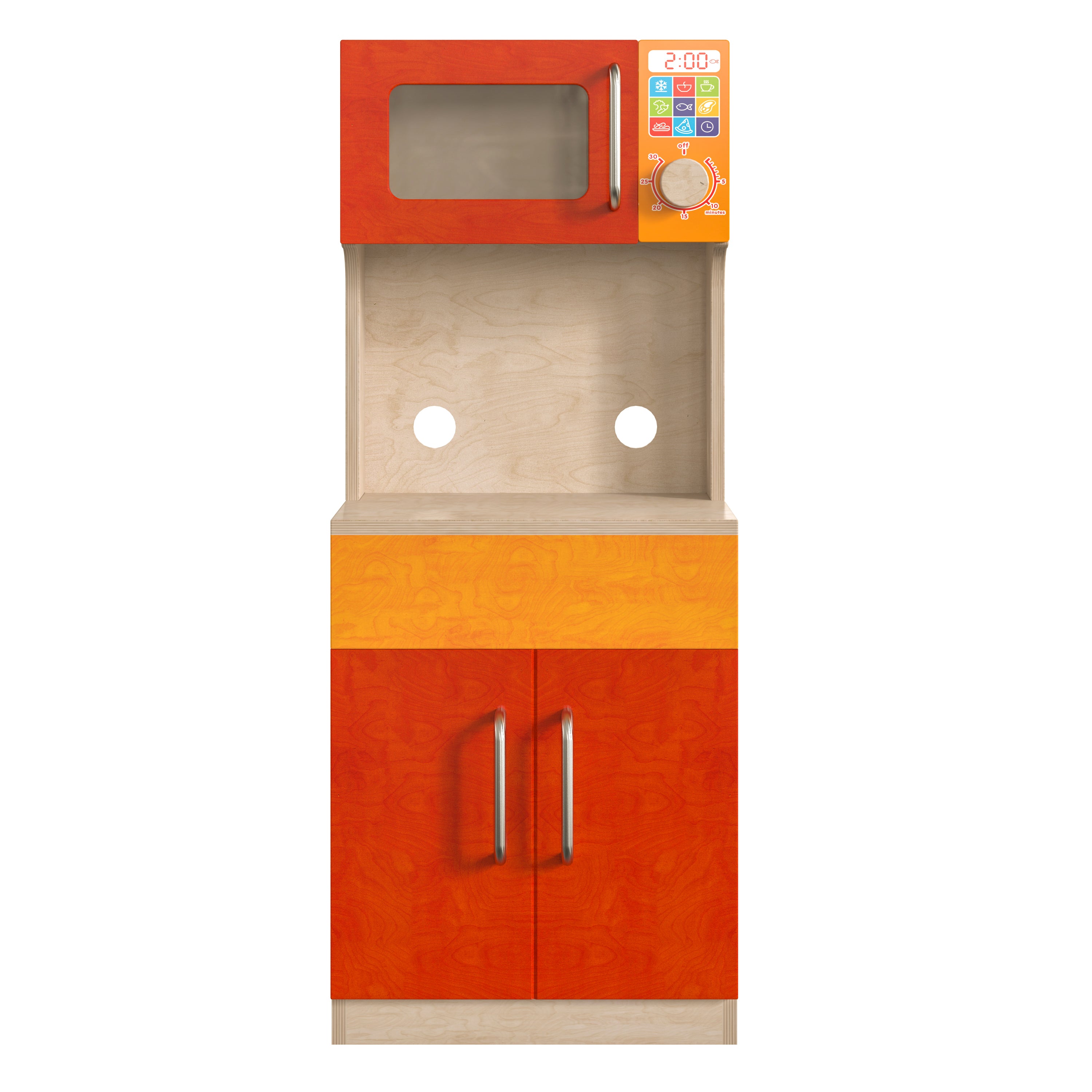 Bright Beginnings Commercial Grade Wooden Children's Kitchen Cabinet with Microwave, Greenguard Certified Wood-Dramatic Play-Flash Furniture-Wall2Wall Furnishings