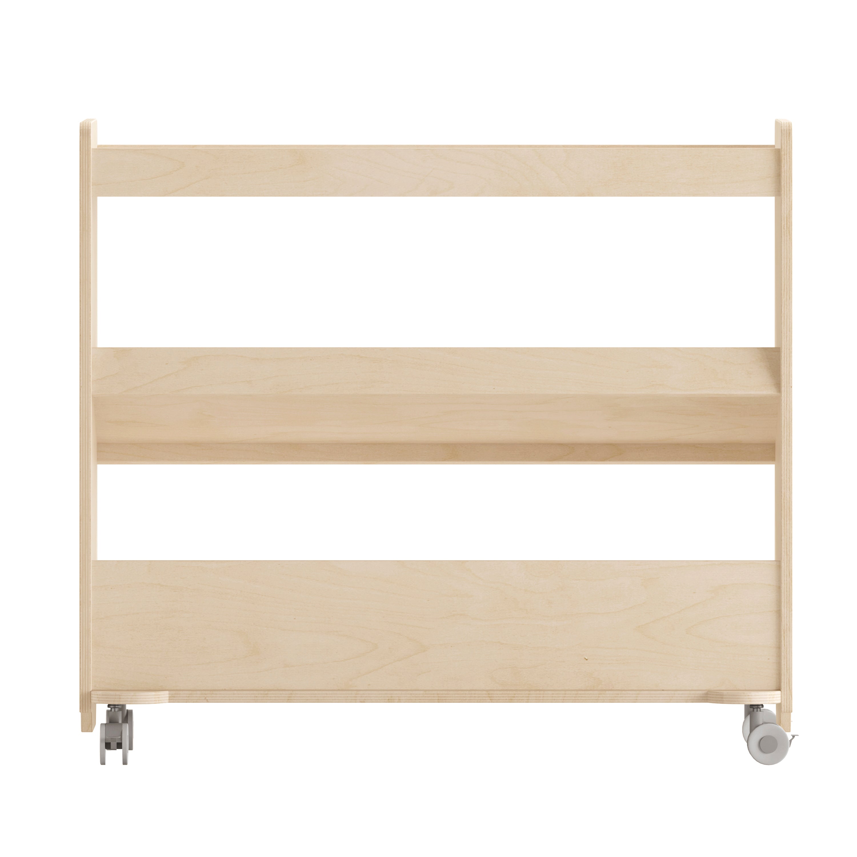 Bright Beginnings Commercial Grade Space Saving Wooden Mobile Classroom Storage Cart, 3 Angled Shelves and Locking Caster Wheels, Kid Friendly Design-en Classroom Storage Carts-Flash Furniture-Wall2Wall Furnishings