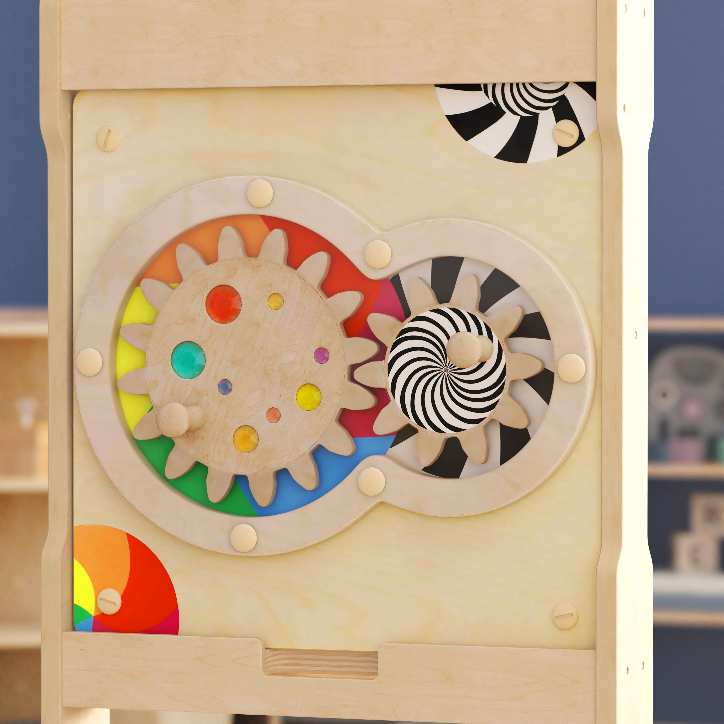 Bright Beginnings Commercial Grade Wooden Turning Gears STEAM Wall Accessory Board-STEM Wall Accessories-Flash Furniture-Wall2Wall Furnishings