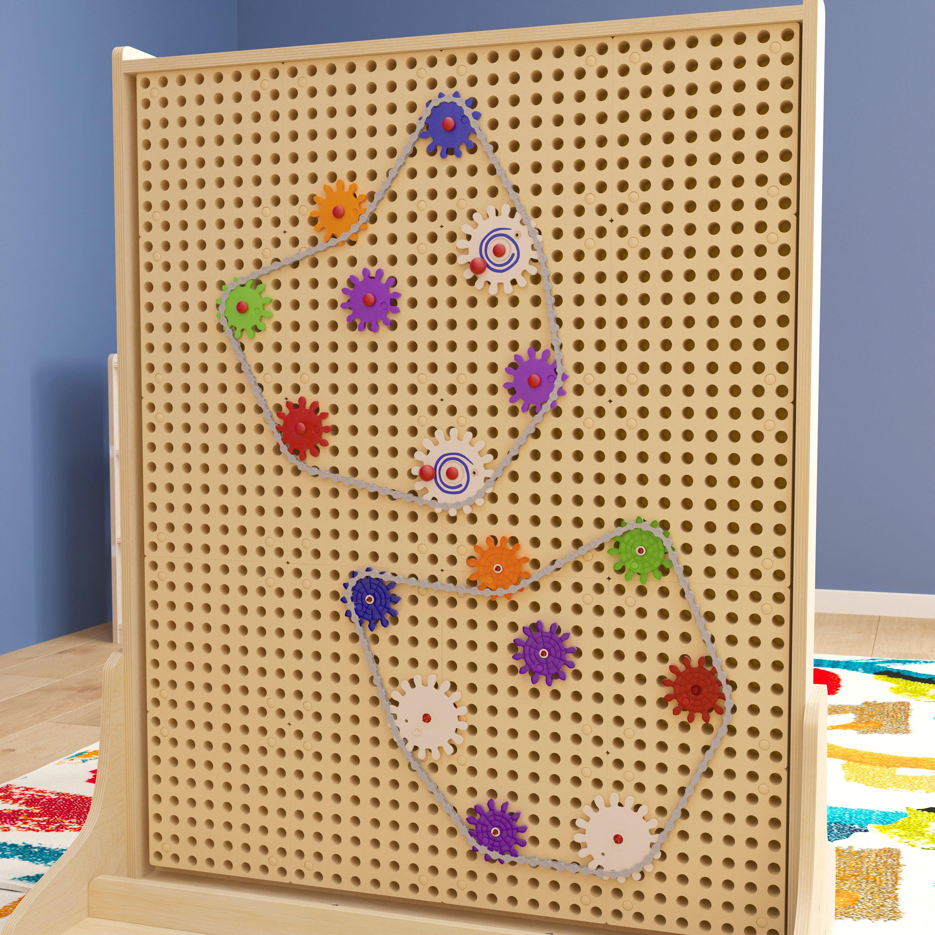 Bright Beginnings Commercial Grade 79 Piece Multicolor Chain and Gears Accessory Set for Modular STEAM Wall Systems-STEM Wall Accessories-Flash Furniture-Wall2Wall Furnishings