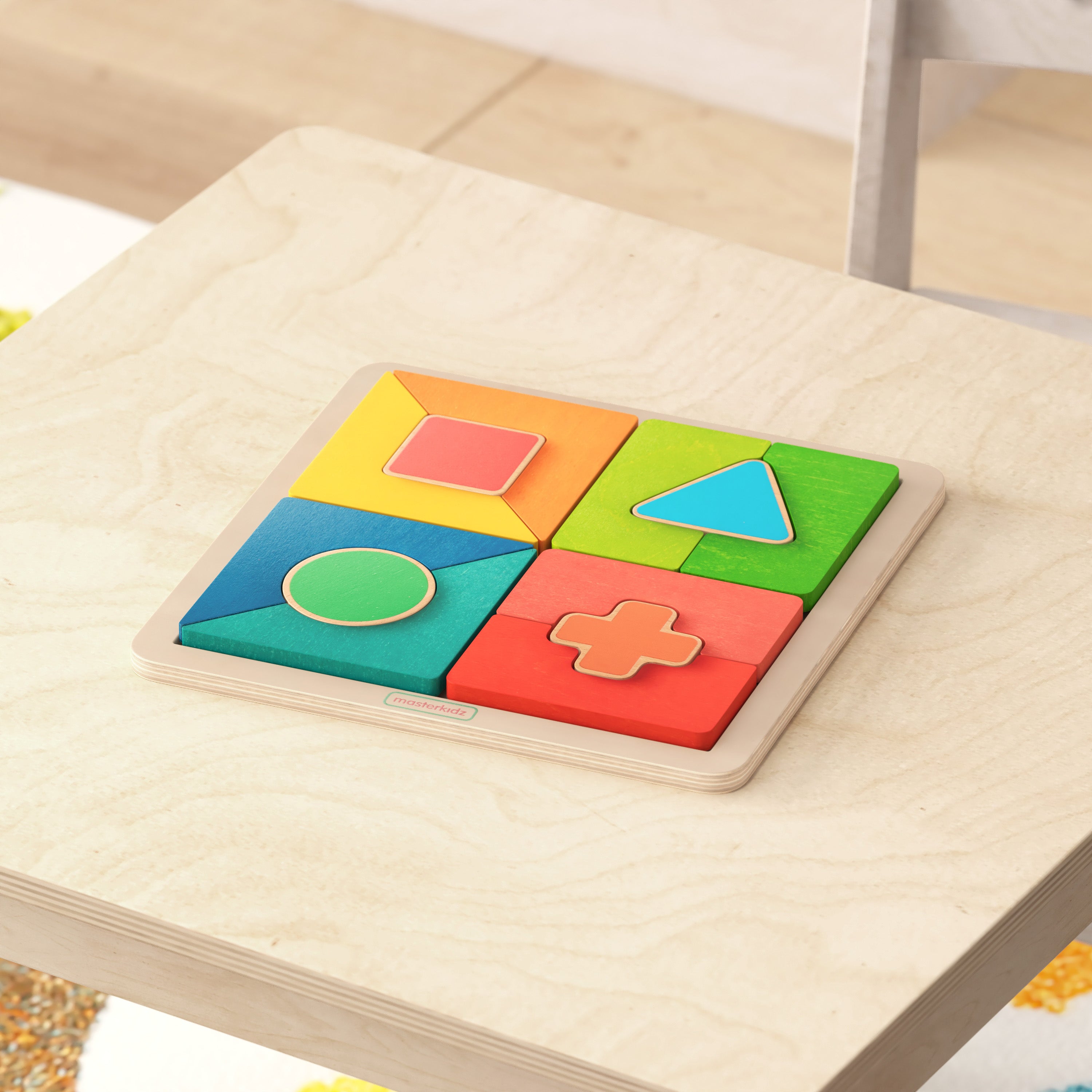 Bright Beginnings Commercial Grade Birch Plywood STEM Geometric Shape Building Puzzle Board-Learning Puzzles-Flash Furniture-Wall2Wall Furnishings
