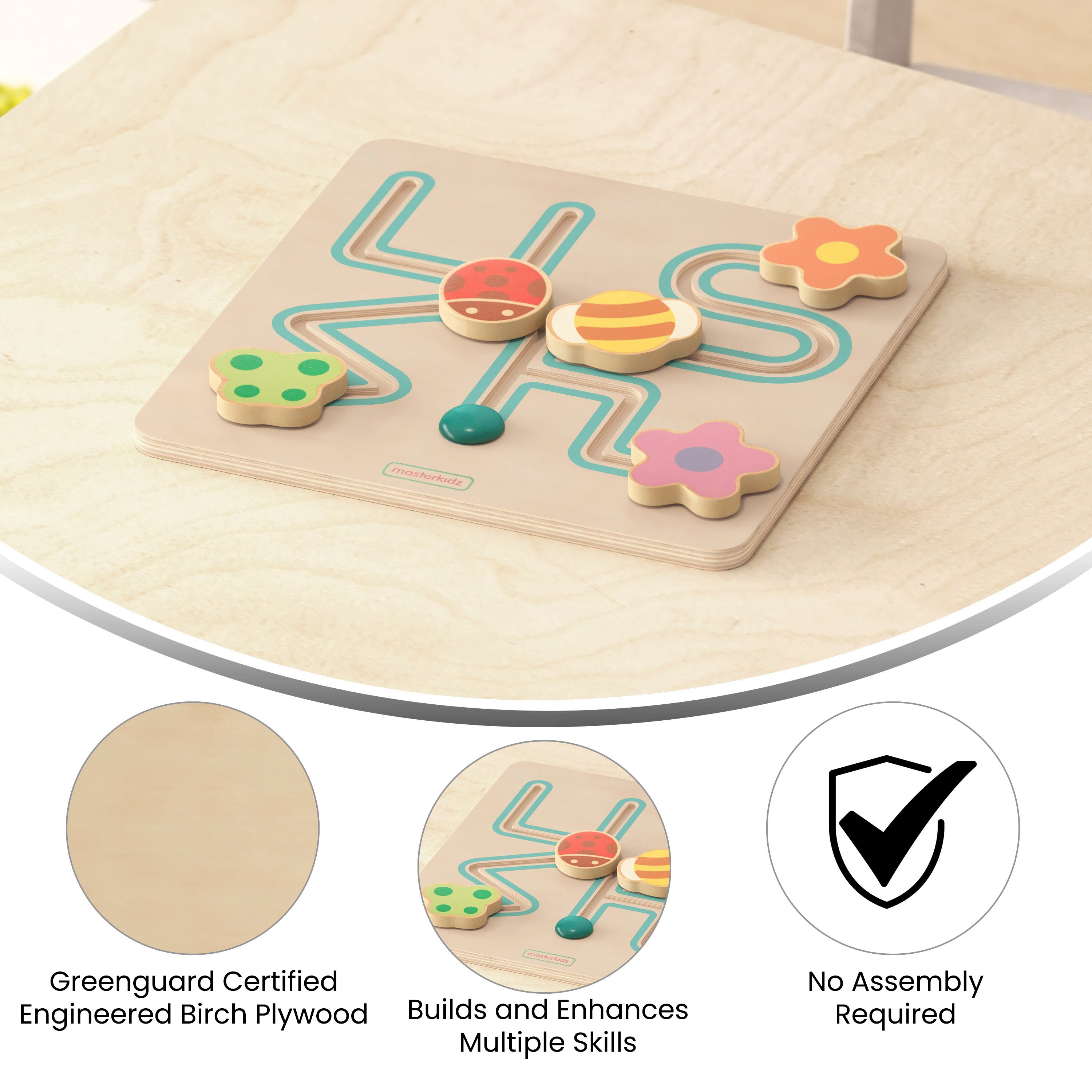 Bright Beginnings Commercial Grade STEM Insect Sliding Maze Learning Board-Learning Puzzles-Flash Furniture-Wall2Wall Furnishings