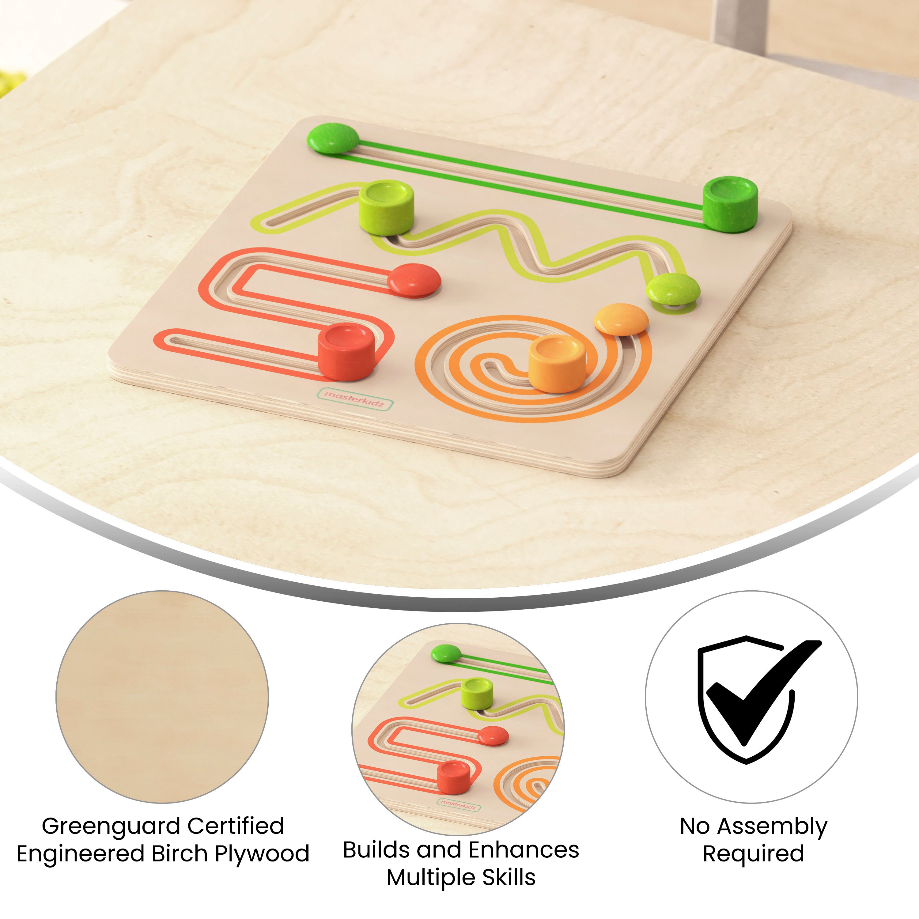 Bright Beginnings Commercial Grade STEM Sliding Shapes Learning Board-Learning Puzzles-Flash Furniture-Wall2Wall Furnishings