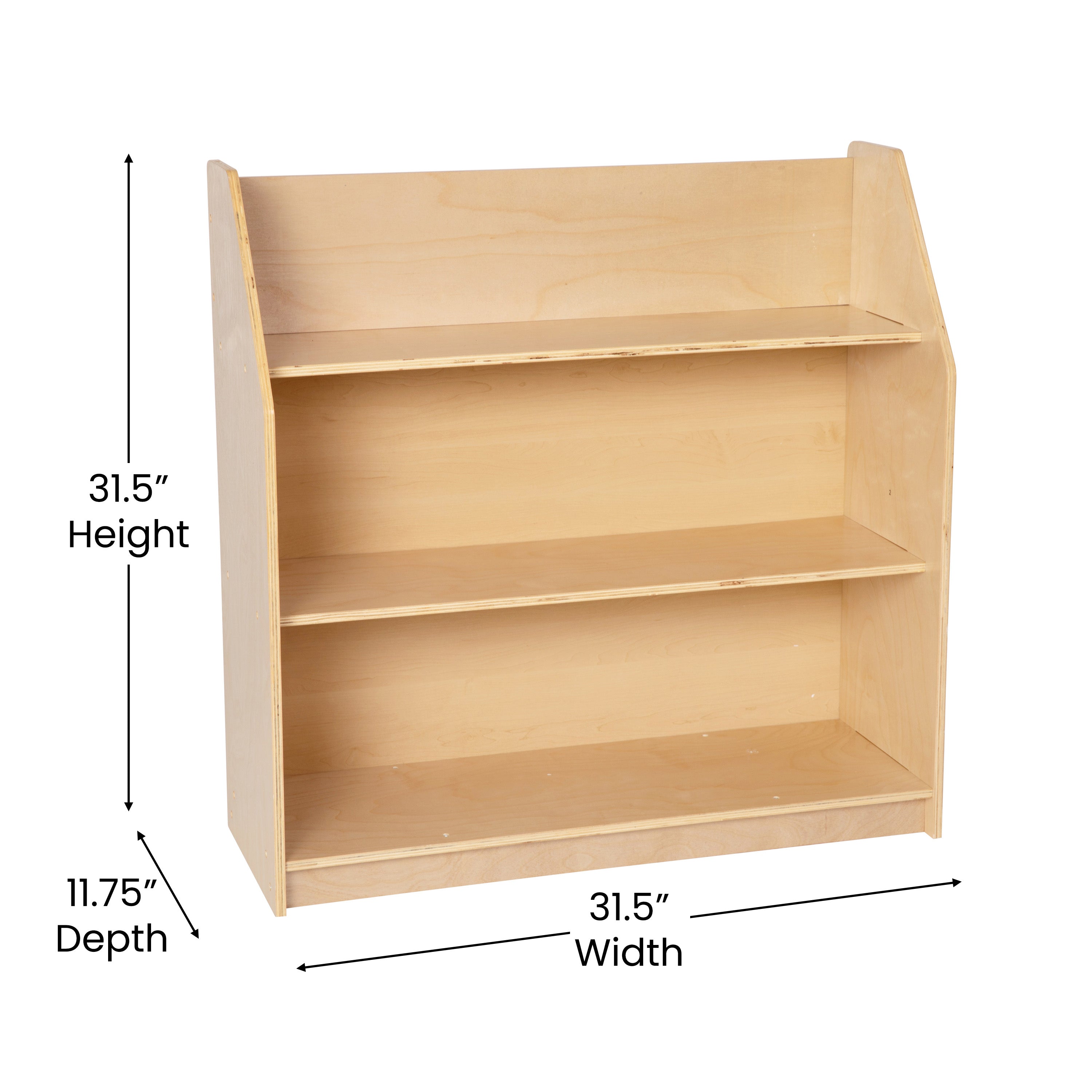 Wooden 3 Shelf Book Display with Safe, Kid Friendly Curved Edges - Commercial Grade for Daycare, Classroom or Playroom Storage-en Classroom Storage-Flash Furniture-Wall2Wall Furnishings
