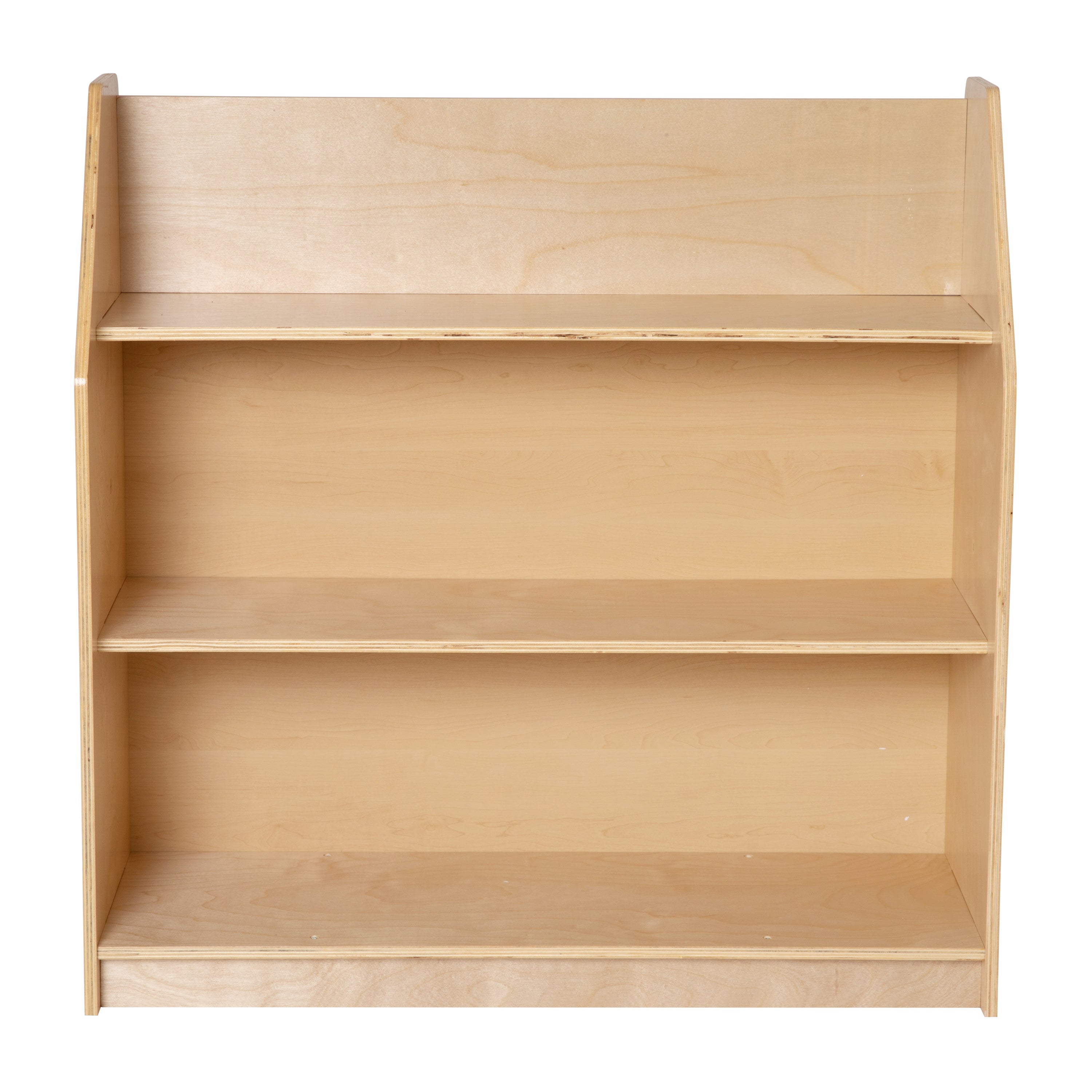 Wooden 3 Shelf Book Display with Safe, Kid Friendly Curved Edges - Commercial Grade for Daycare, Classroom or Playroom Storage-en Classroom Storage-Flash Furniture-Wall2Wall Furnishings