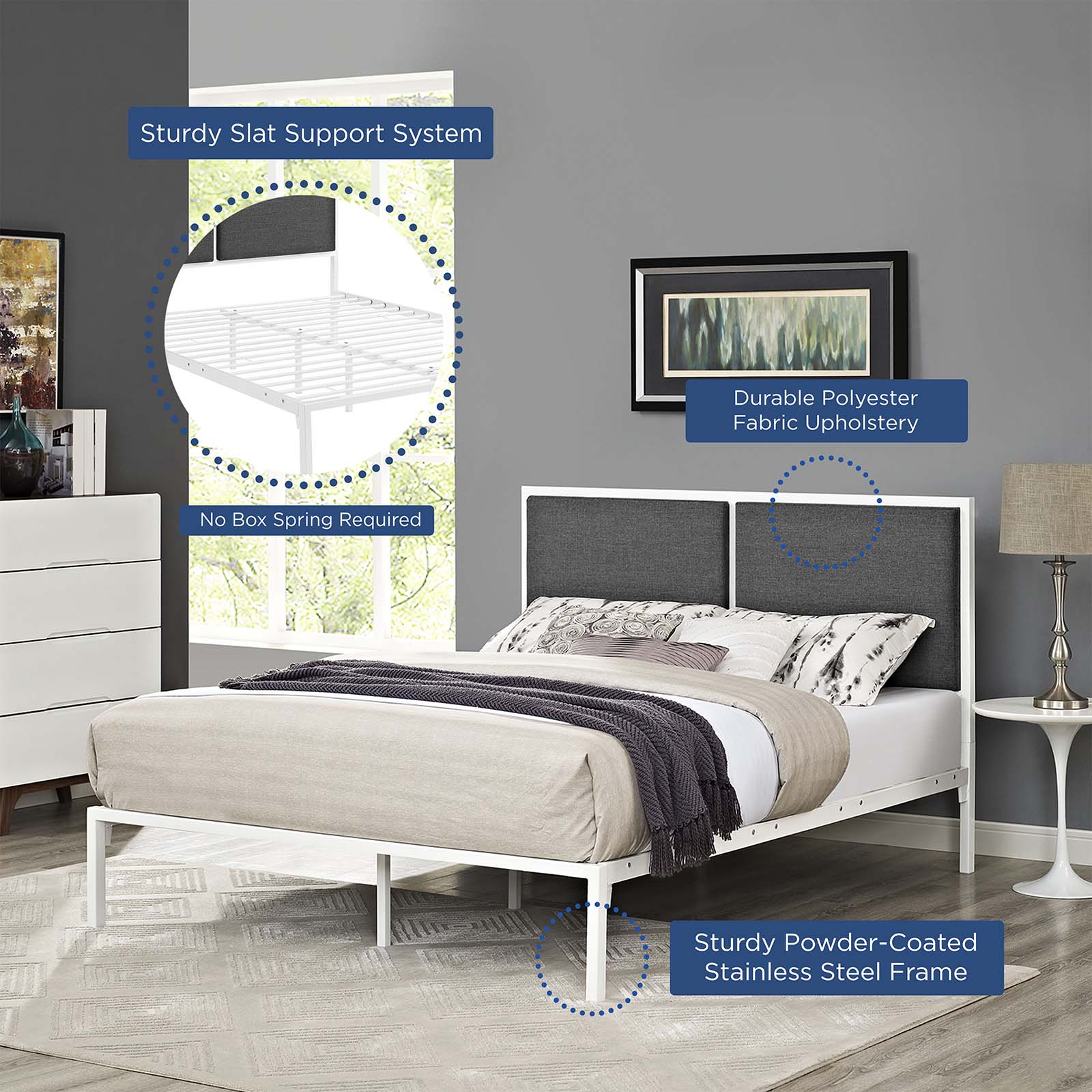 Della Fabric Bed-Bed-Modway-Wall2Wall Furnishings