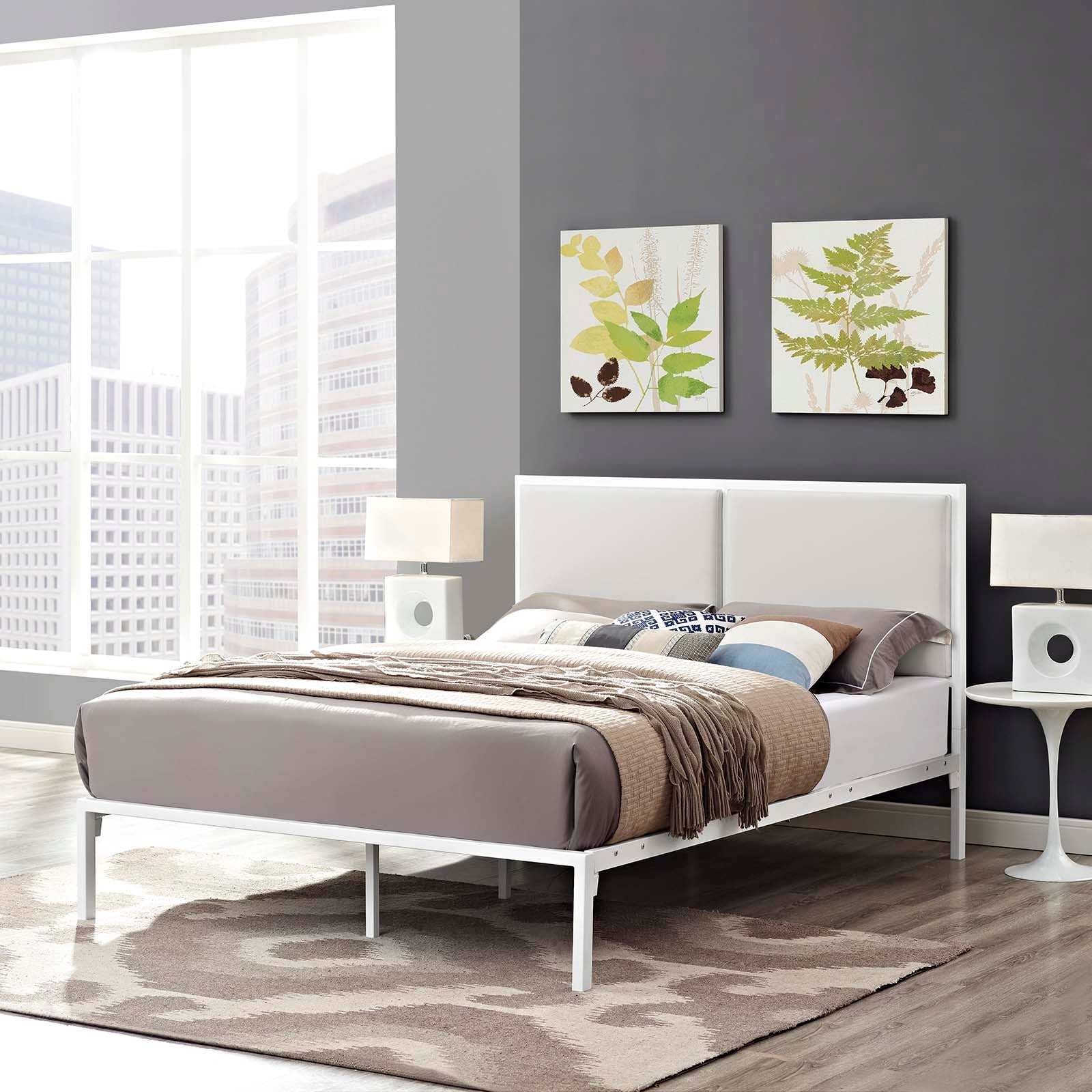 Della Vinyl Bed-Bed-Modway-Wall2Wall Furnishings