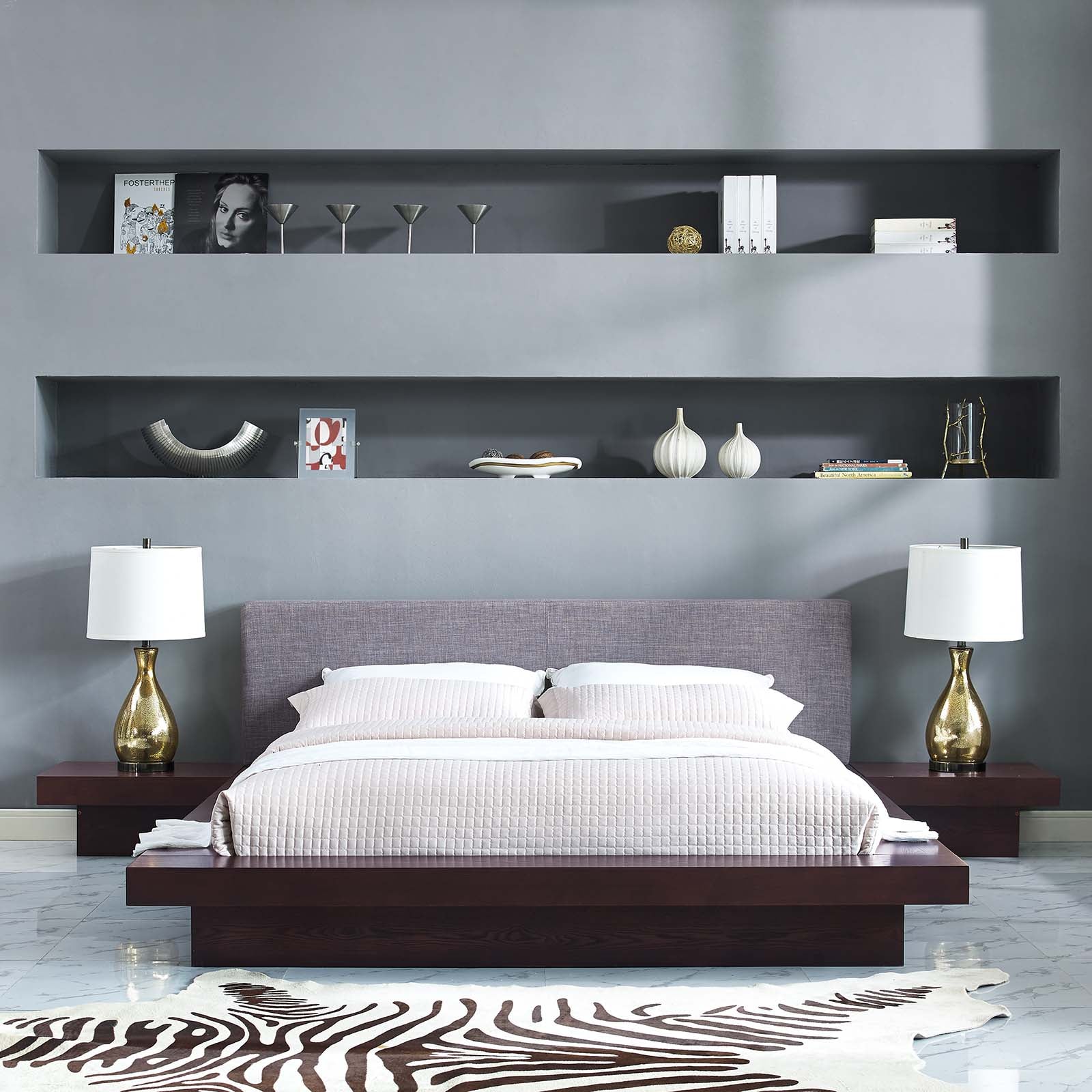 Freja 3 Piece Queen Fabric Bedroom Set-Bedroom Set-Modway-Wall2Wall Furnishings
