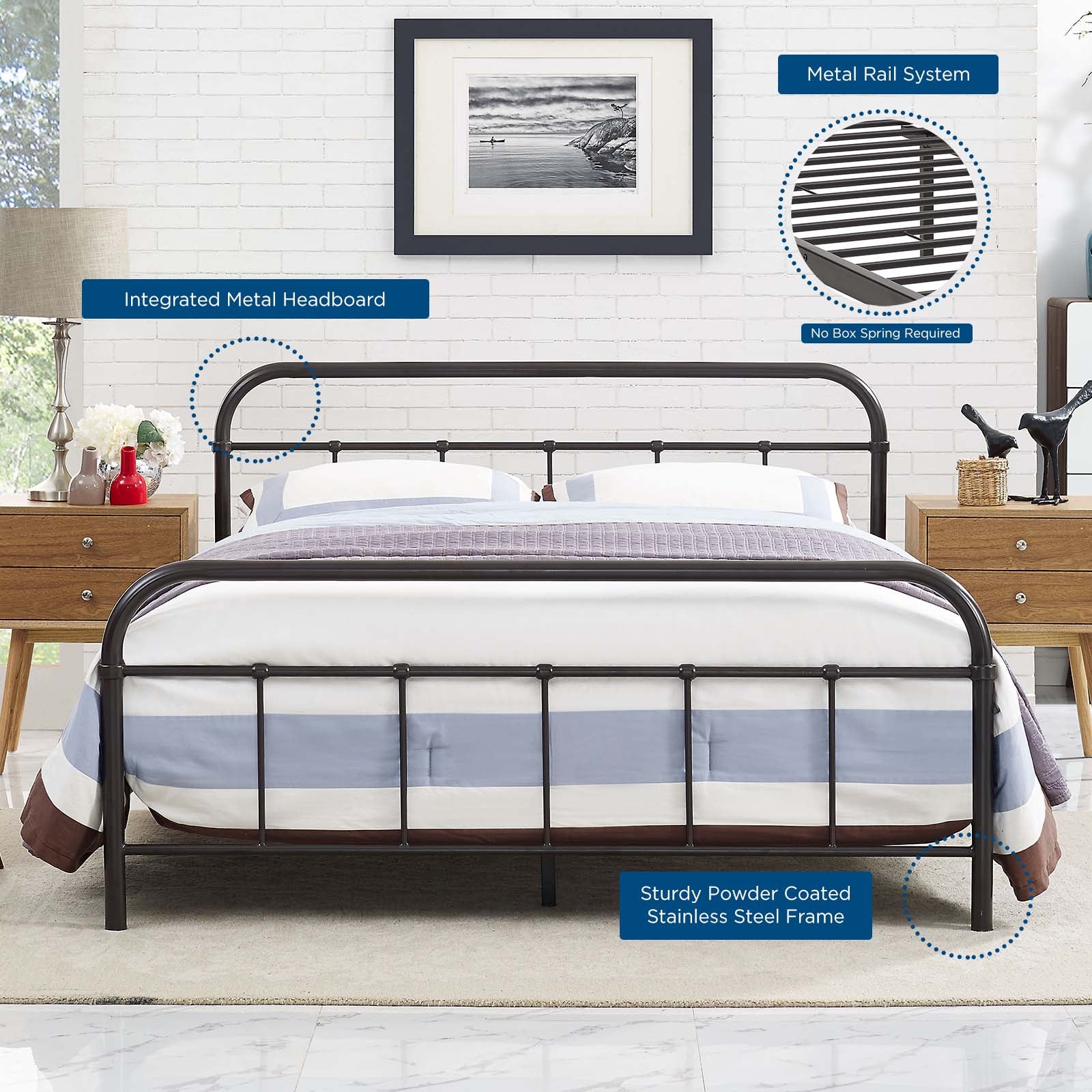 Maisie Stainless Steel Bed Frame-Bed-Modway-Wall2Wall Furnishings