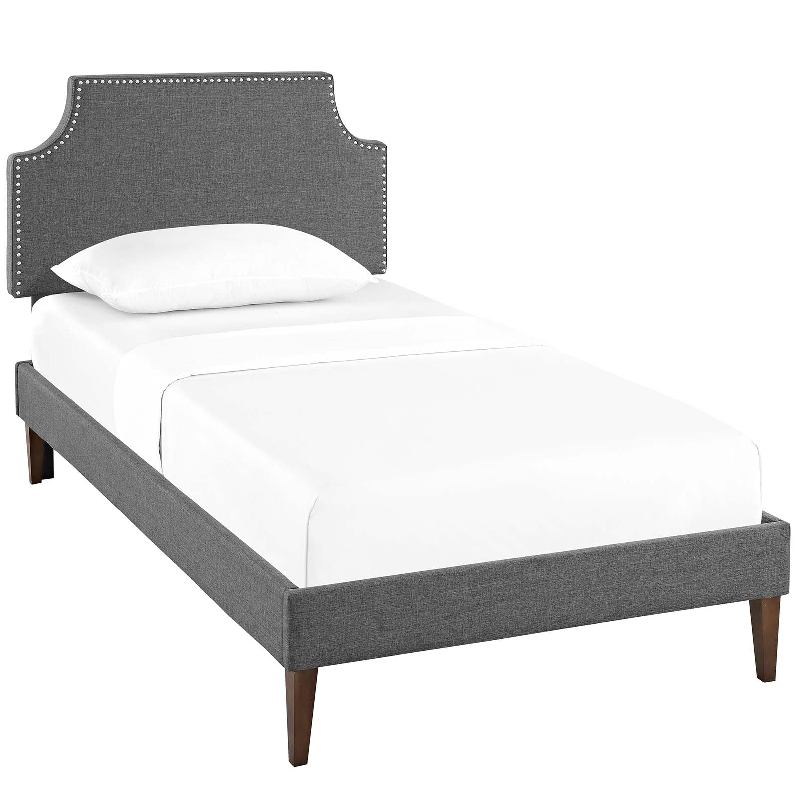 Laura Fabric Platform Bed with Squared Tapered Legs