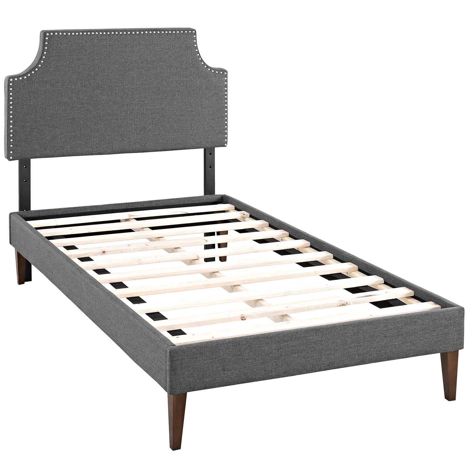 Laura Fabric Platform Bed with Squared Tapered Legs