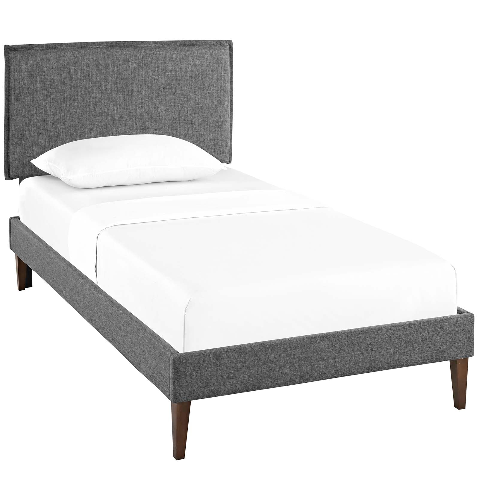 Camille Fabric Platform Bed with Squared Tapered Legs