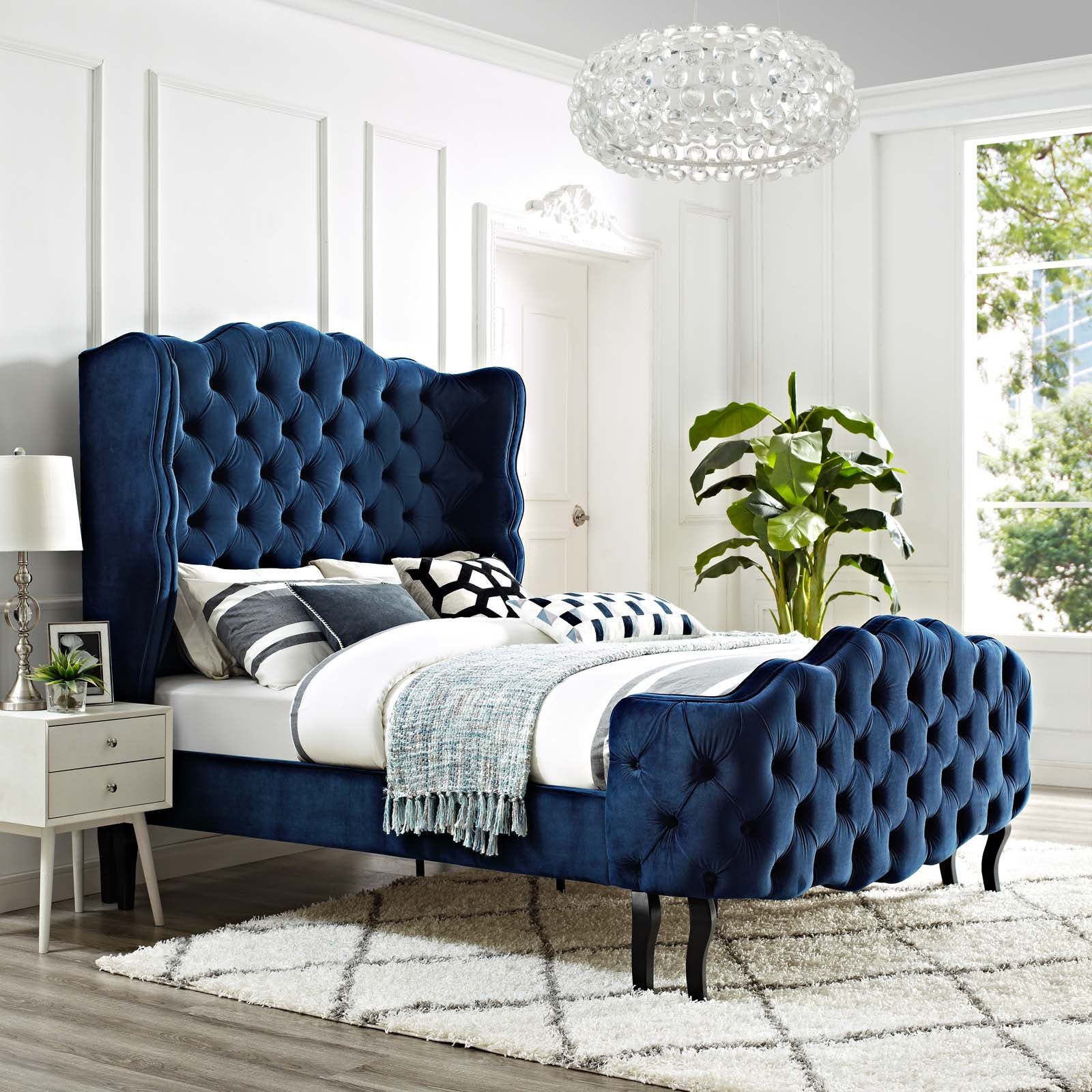 Violette Tufted Wingback Performance Velvet Platform Bed-Bed-Modway-Wall2Wall Furnishings
