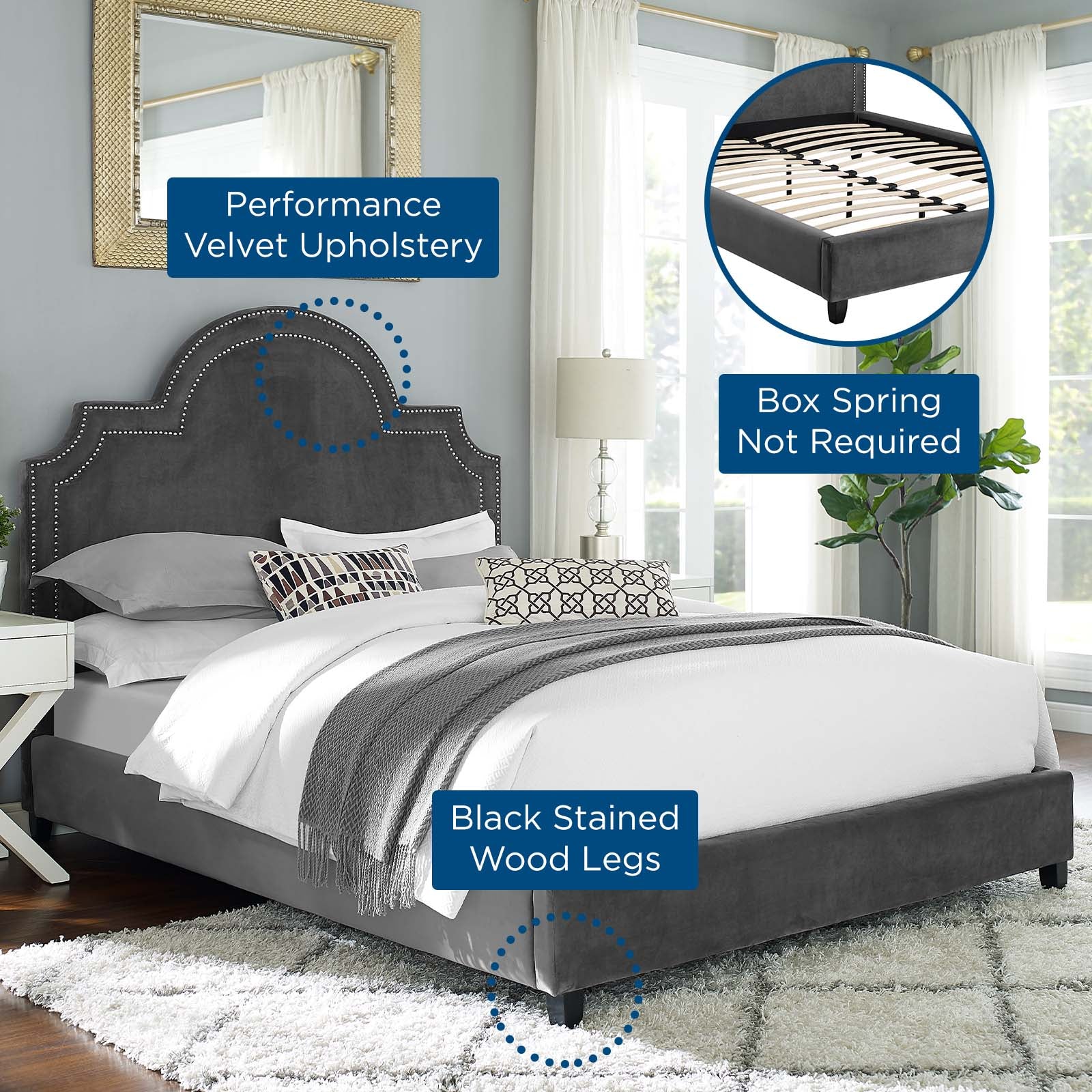 Primrose Performance Velvet Platform Bed-Bed-Modway-Wall2Wall Furnishings