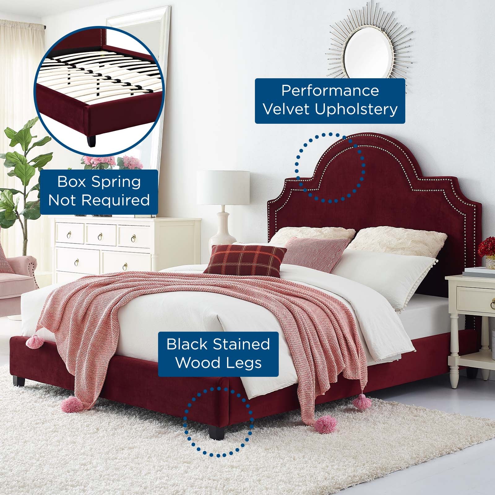 Primrose Performance Velvet Platform Bed-Bed-Modway-Wall2Wall Furnishings