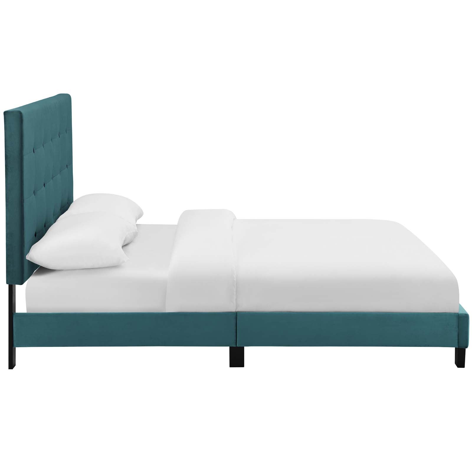 Melanie Tufted Button Upholstered Performance Velvet Platform Bed-Bed-Modway-Wall2Wall Furnishings