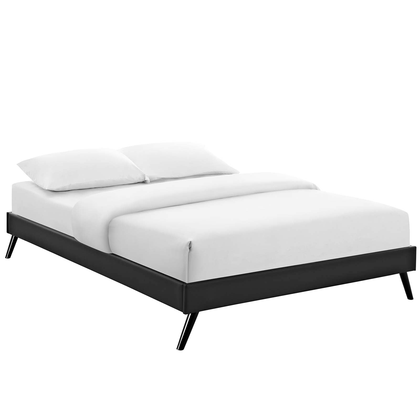 Loryn Vinyl Bed Frame with Round Splayed Legs-Bed-Modway-Wall2Wall Furnishings