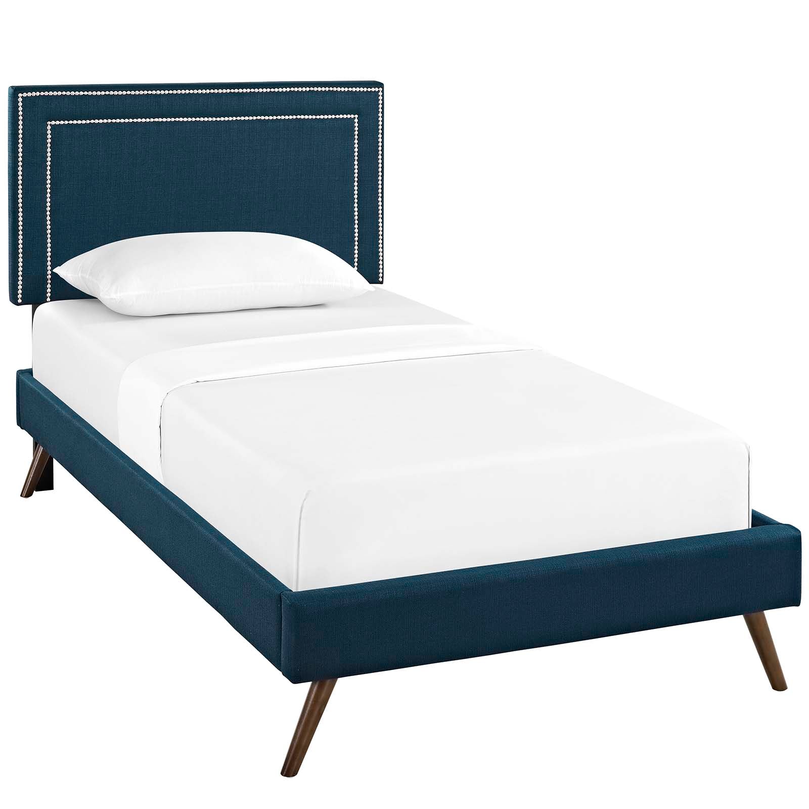 Virginia Fabric Platform Bed with Round Splayed Legs-Bed-Modway-Wall2Wall Furnishings