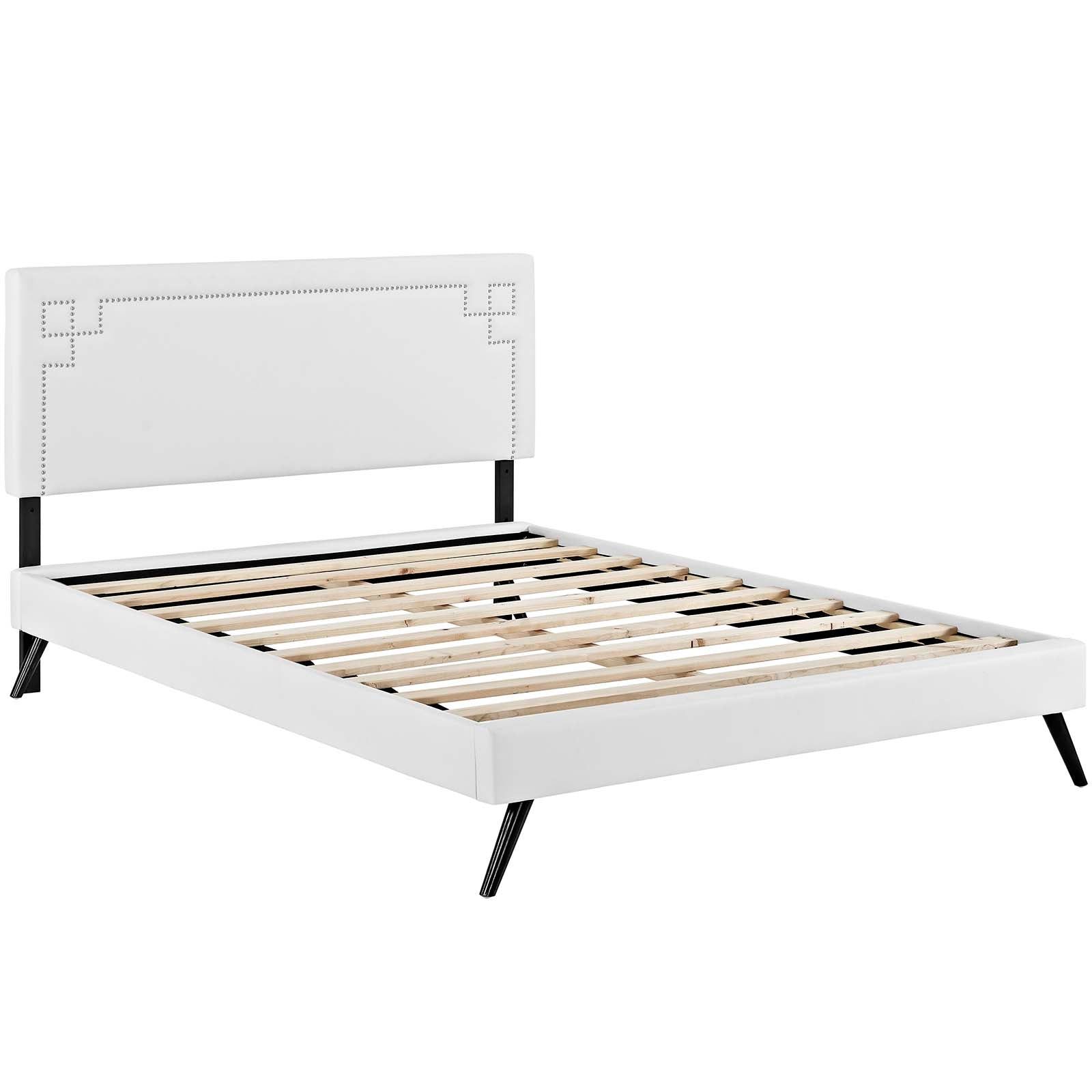 Ruthie Vinyl Platform Bed with Round Splayed Legs-Bed-Modway-Wall2Wall Furnishings