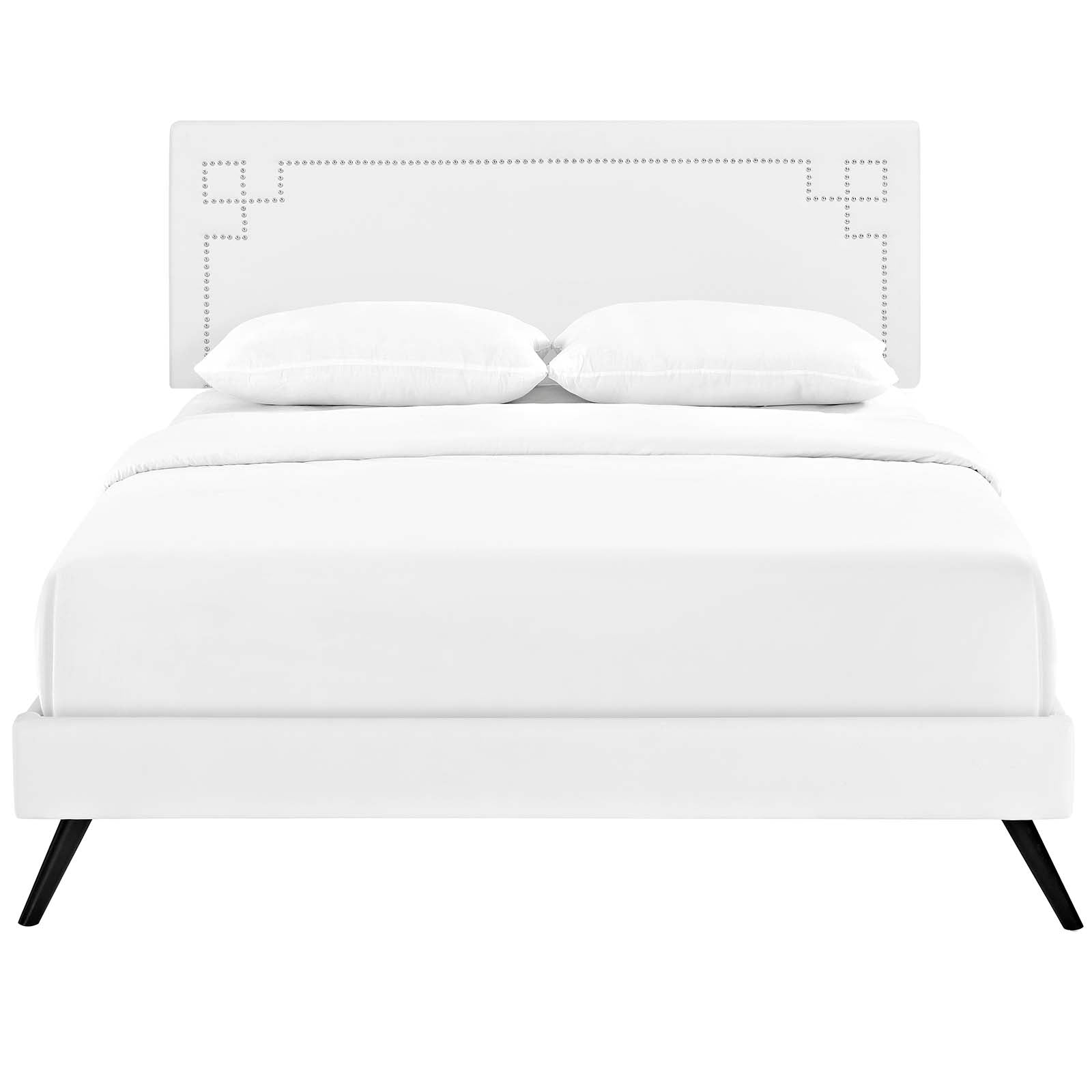 Ruthie Vinyl Platform Bed with Round Splayed Legs-Bed-Modway-Wall2Wall Furnishings